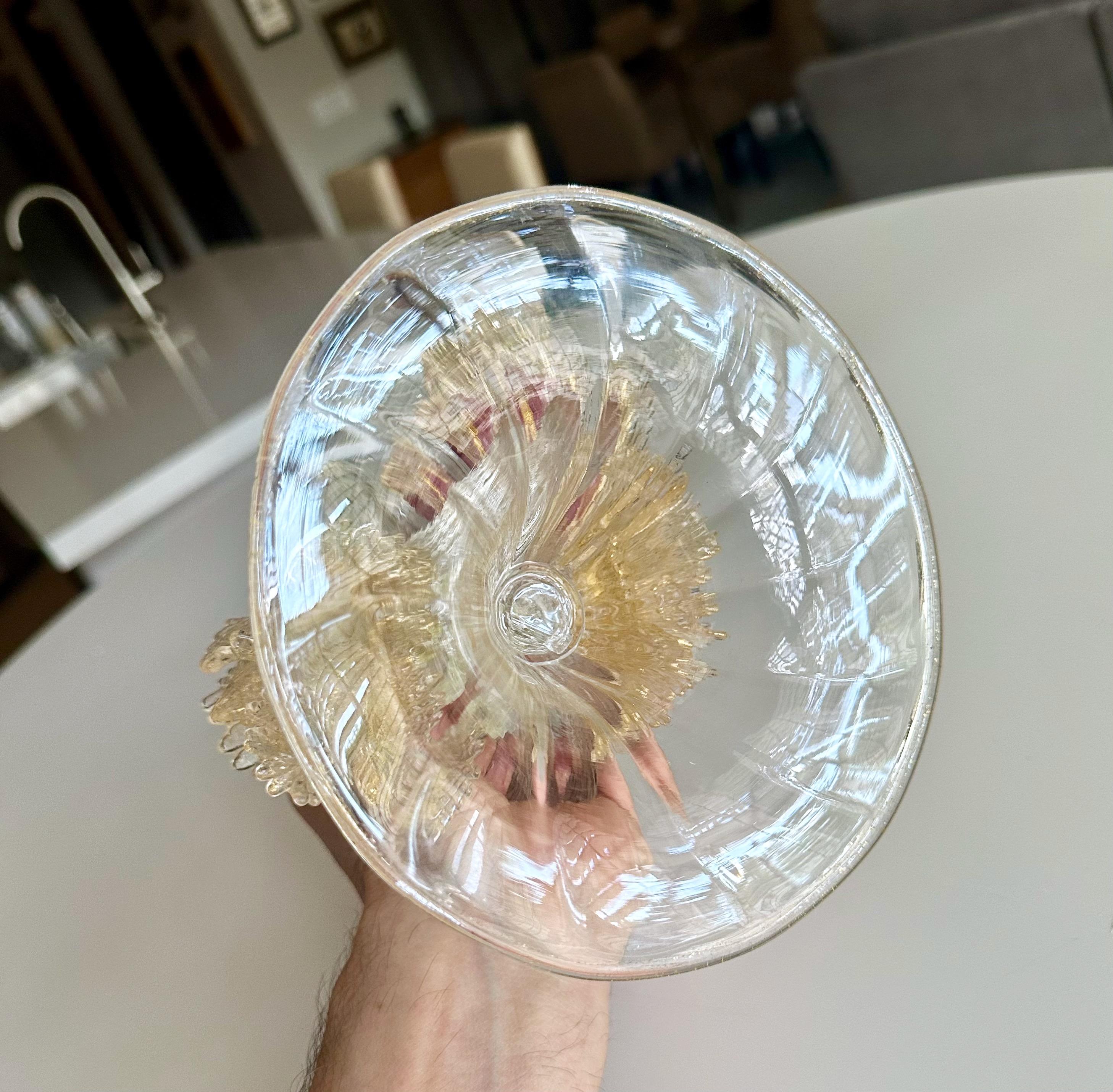 Organische venezianische Murano-Kandelaber aus Gold und klarem Kunstglas im Angebot 11