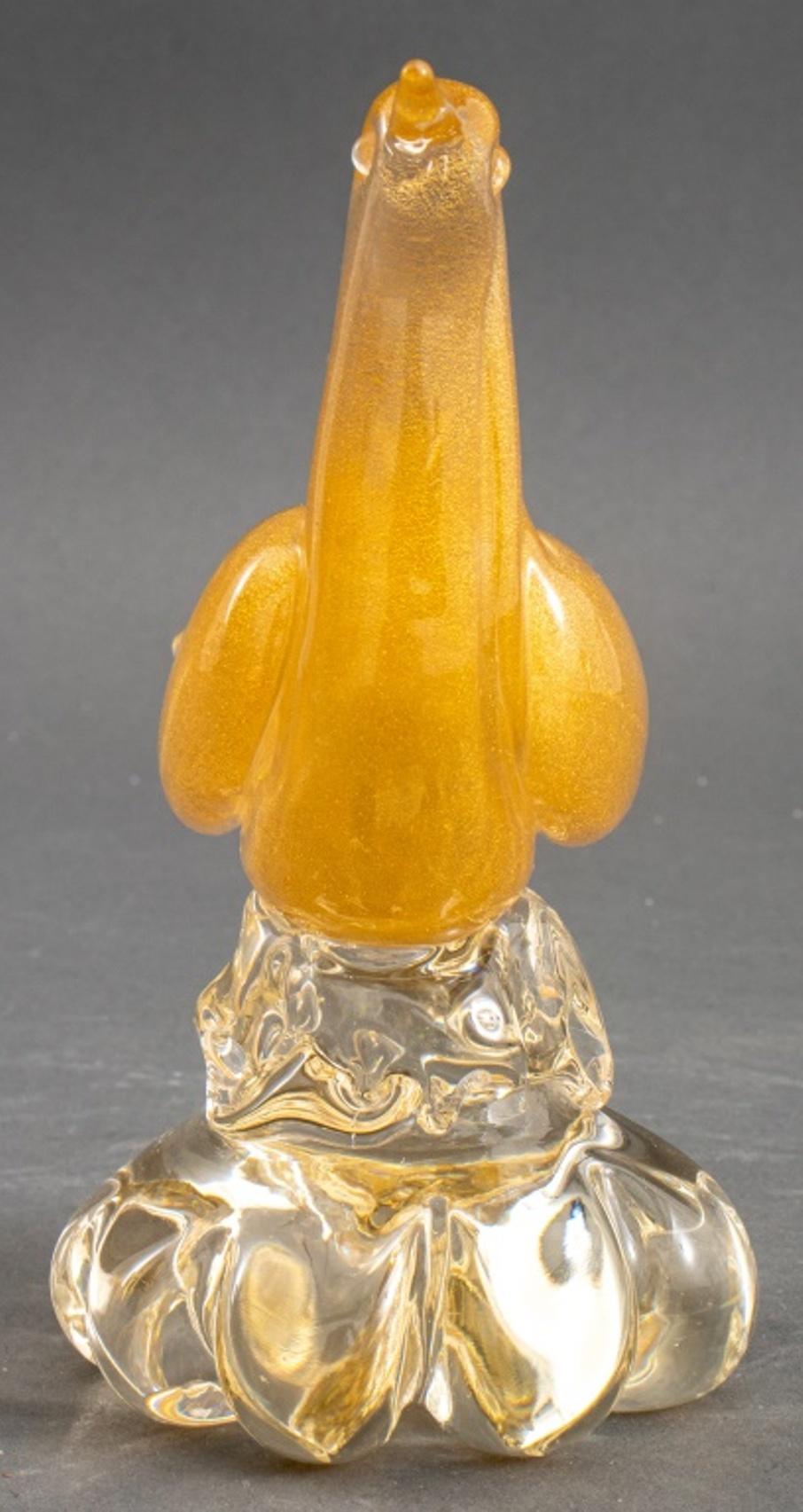 Mid-Century Modern Murano Venetian Gold Glass Bird Figure For Sale