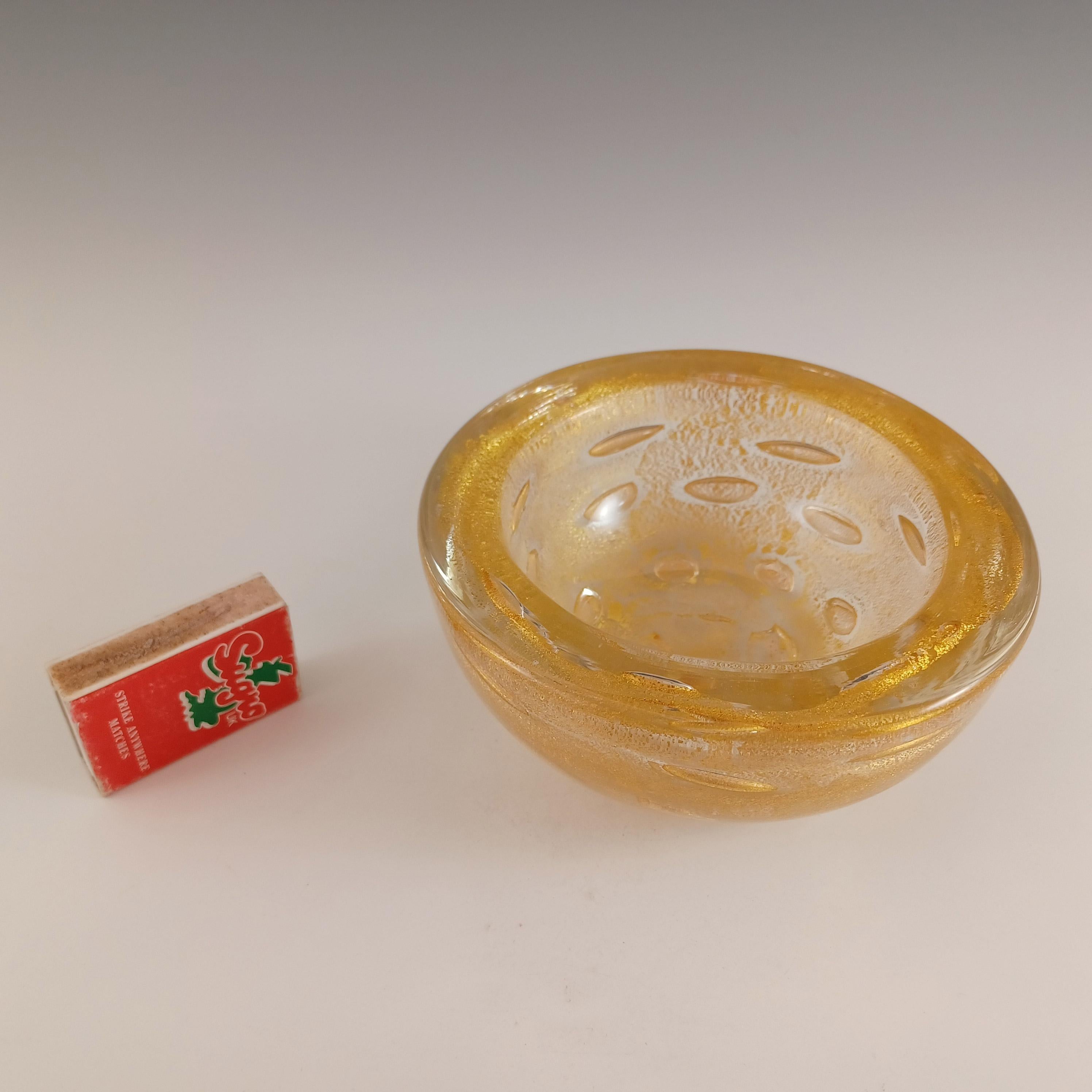 Murano Venetian Gold Leaf & Large Bubble Glass Bowl 3
