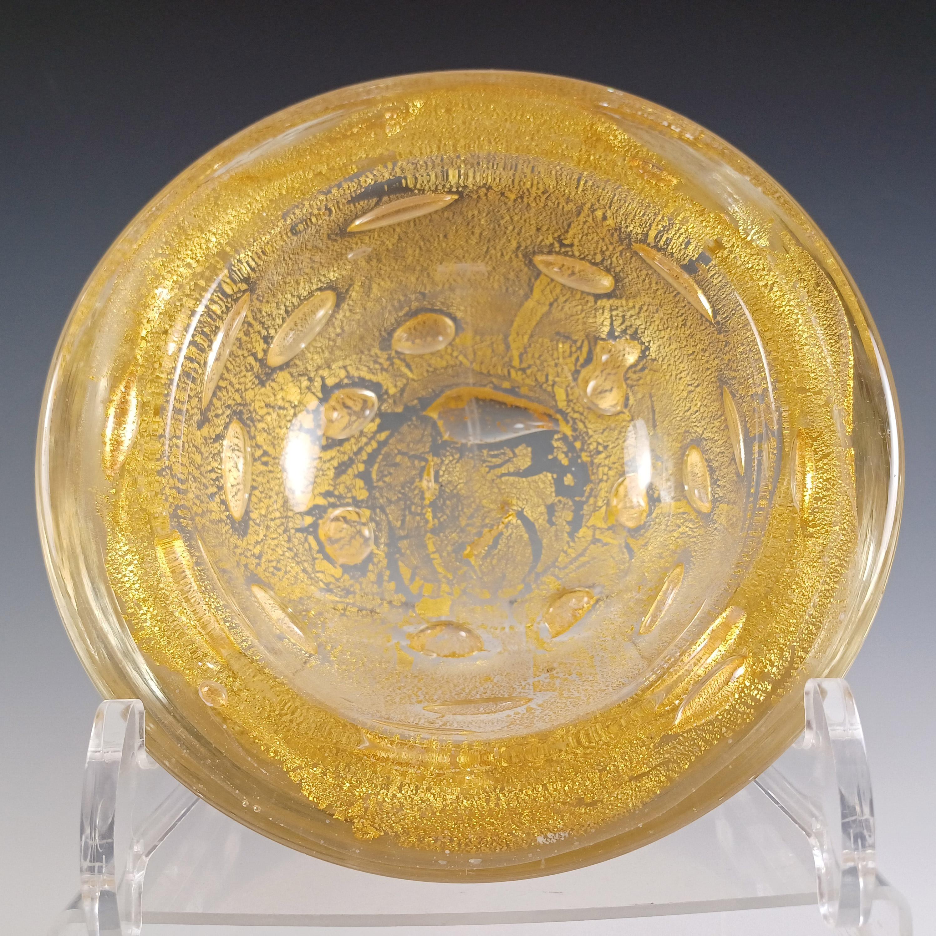 Mid-Century Modern Murano Venetian Gold Leaf & Large Bubble Glass Bowl