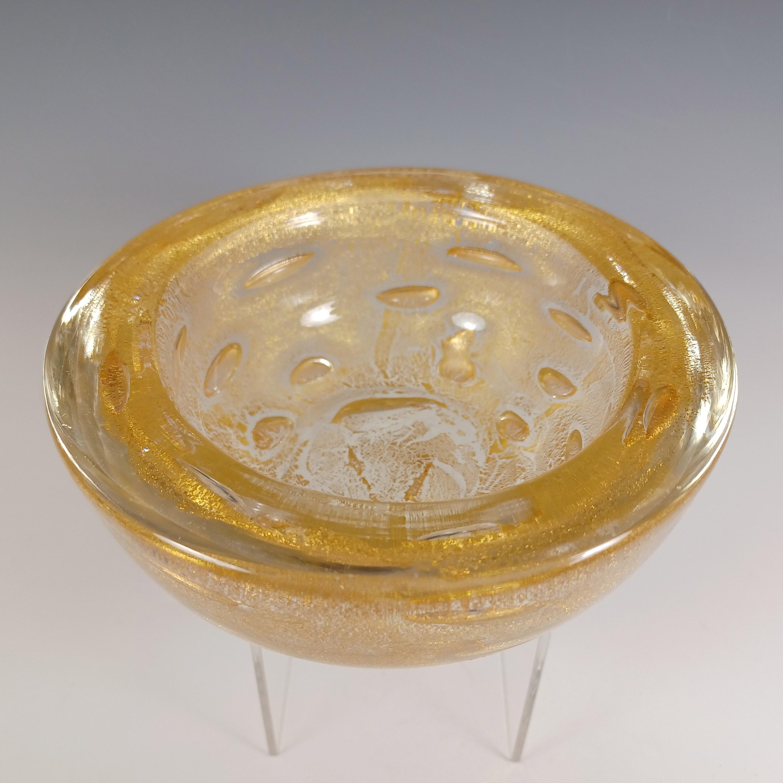 Murano Venetian Gold Leaf & Large Bubble Glass Bowl In Good Condition In Bolton, GB