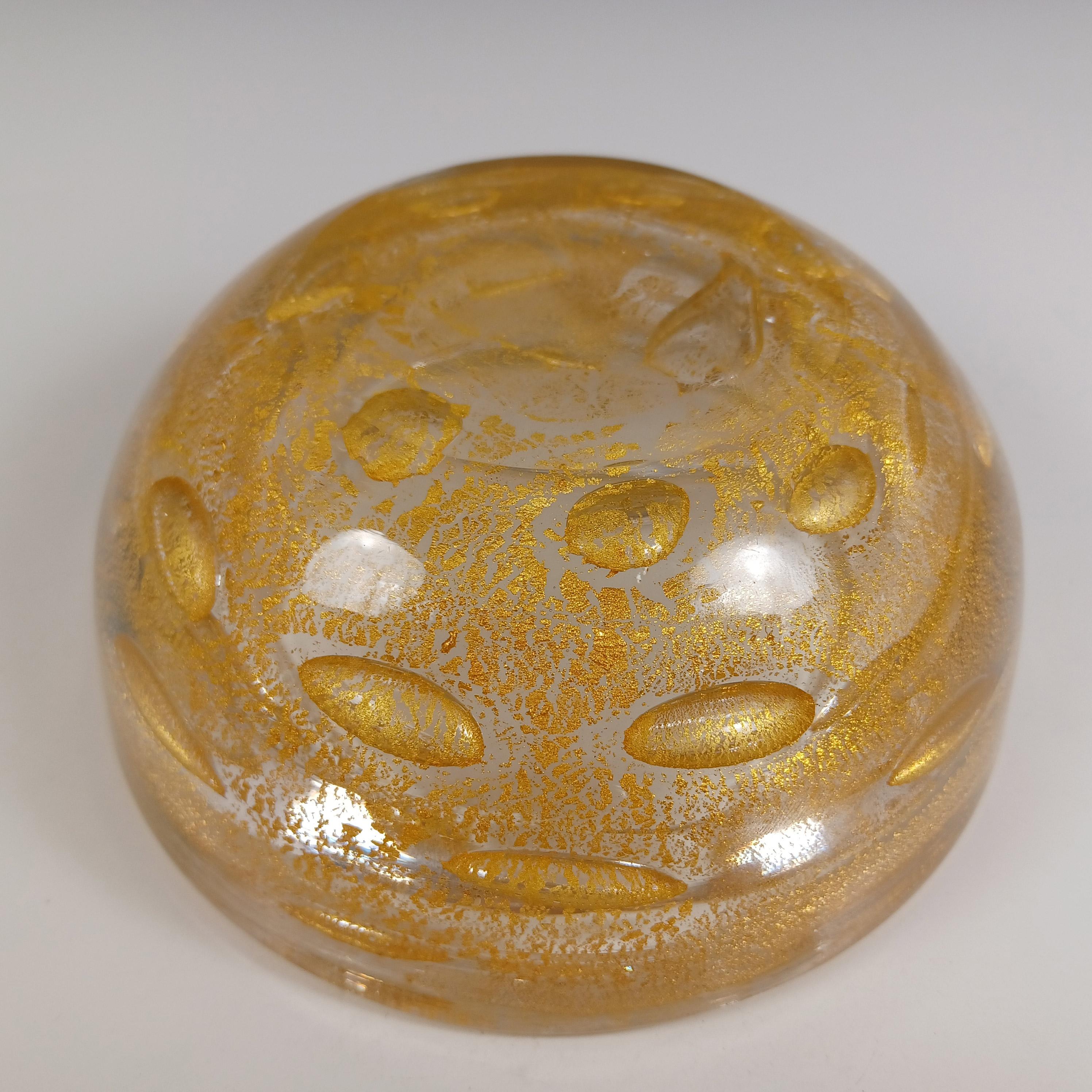 Murano Venetian Gold Leaf & Large Bubble Glass Bowl 1