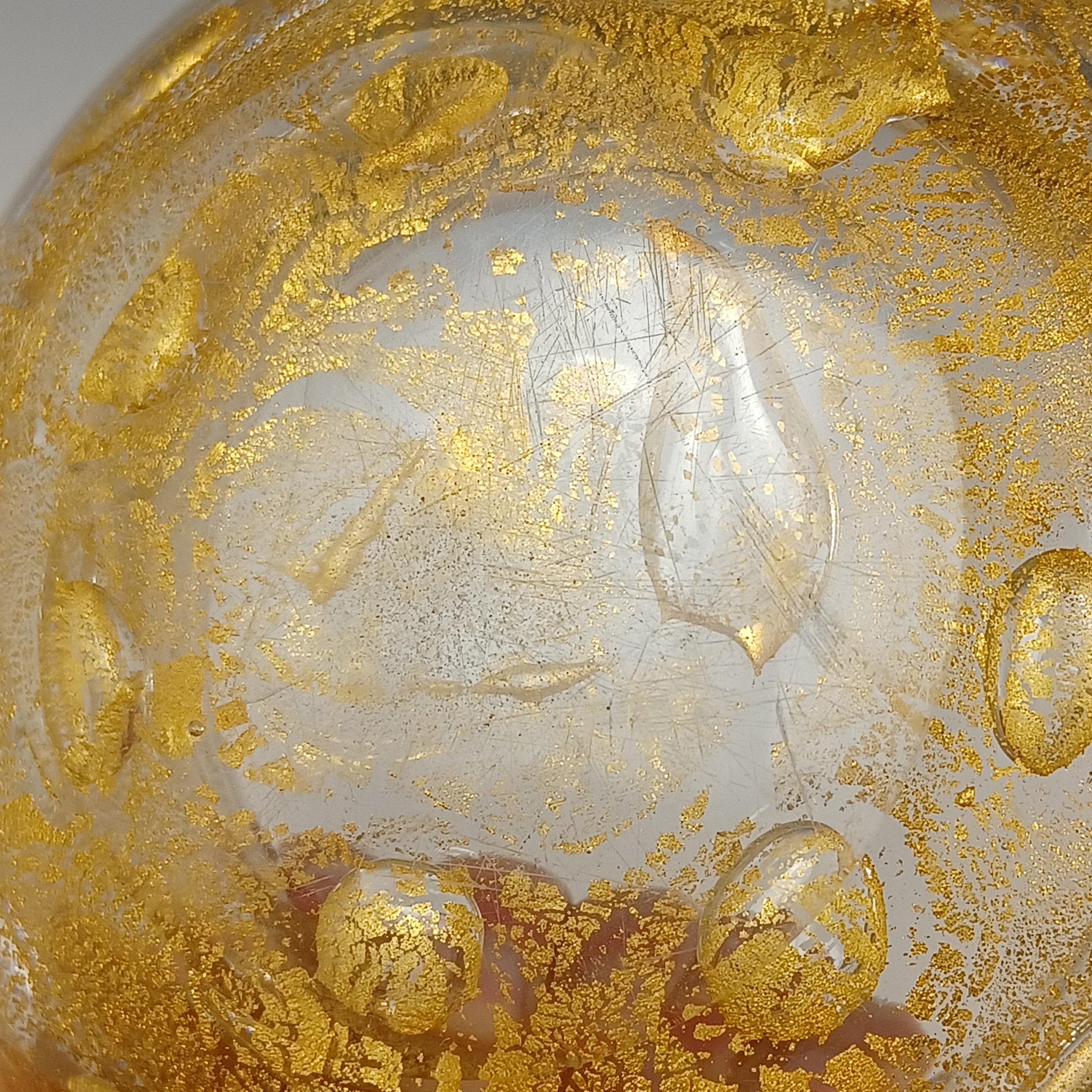 Murano Venetian Gold Leaf & Large Bubble Glass Bowl 2