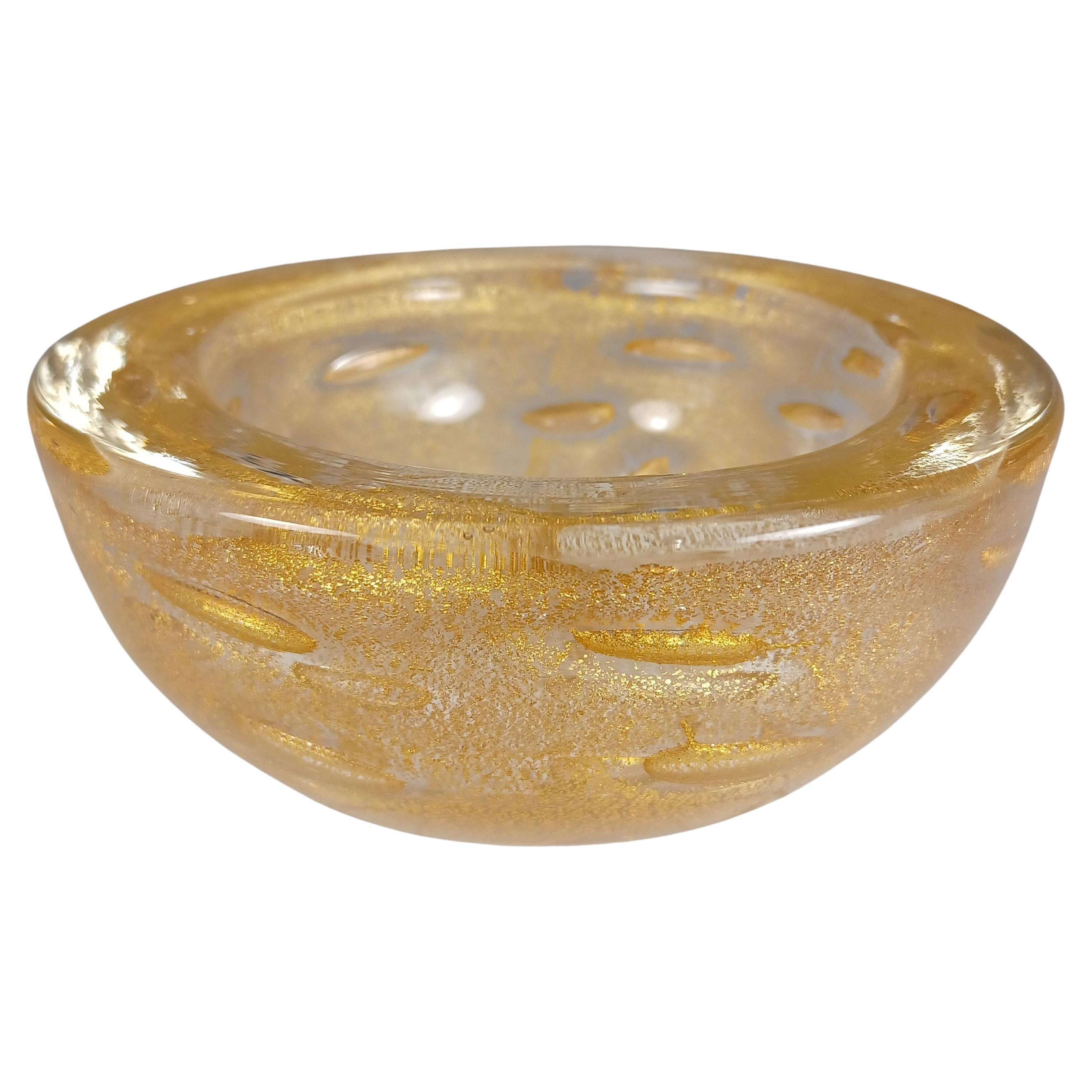 Cuenco de Murano en pan de oro veneciano y cristal burbuja grande