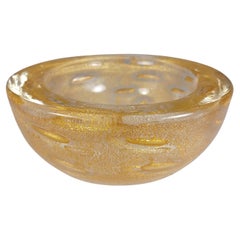 Murano Venetian Gold Leaf & Large Bubble Glass Bowl