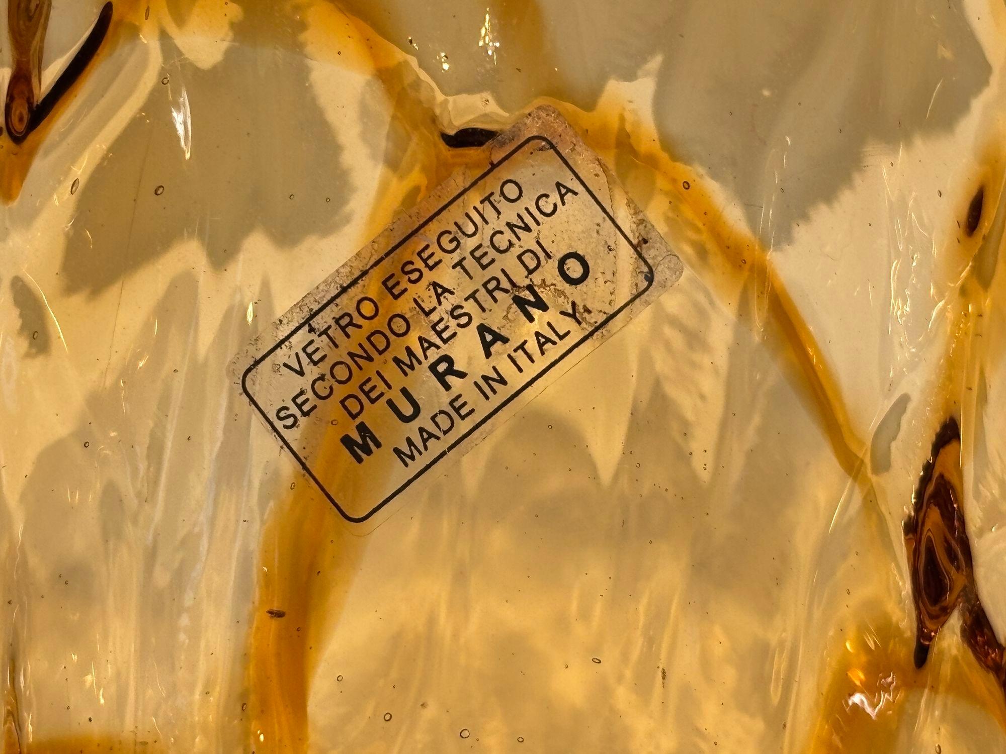 Vetro artistico Ciotola in vetro artistico soffiato a mano di Murano con cristallo ambrato in vendita