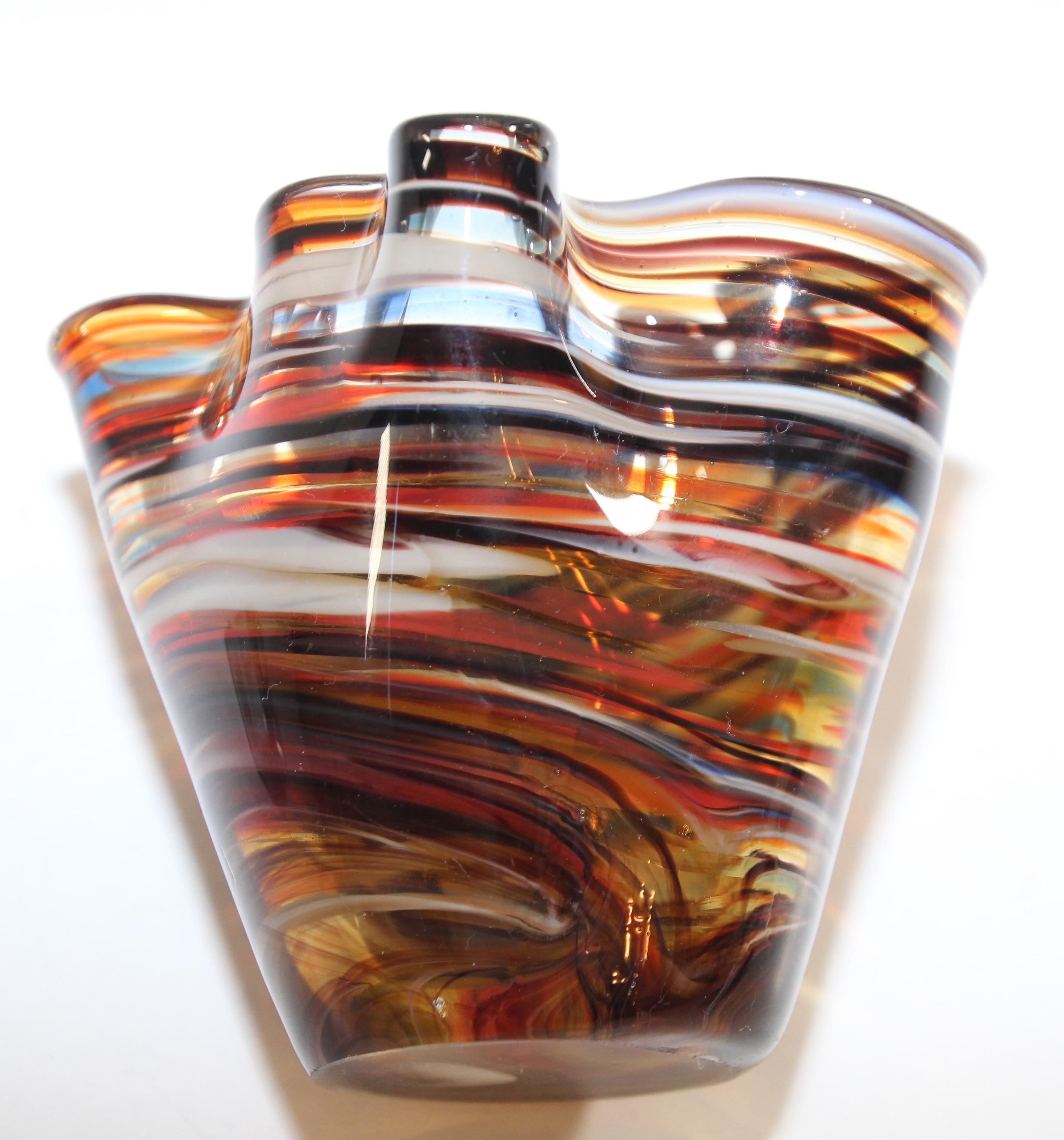 20th Century Murano Venetian Hand Blown Art Glass Vase