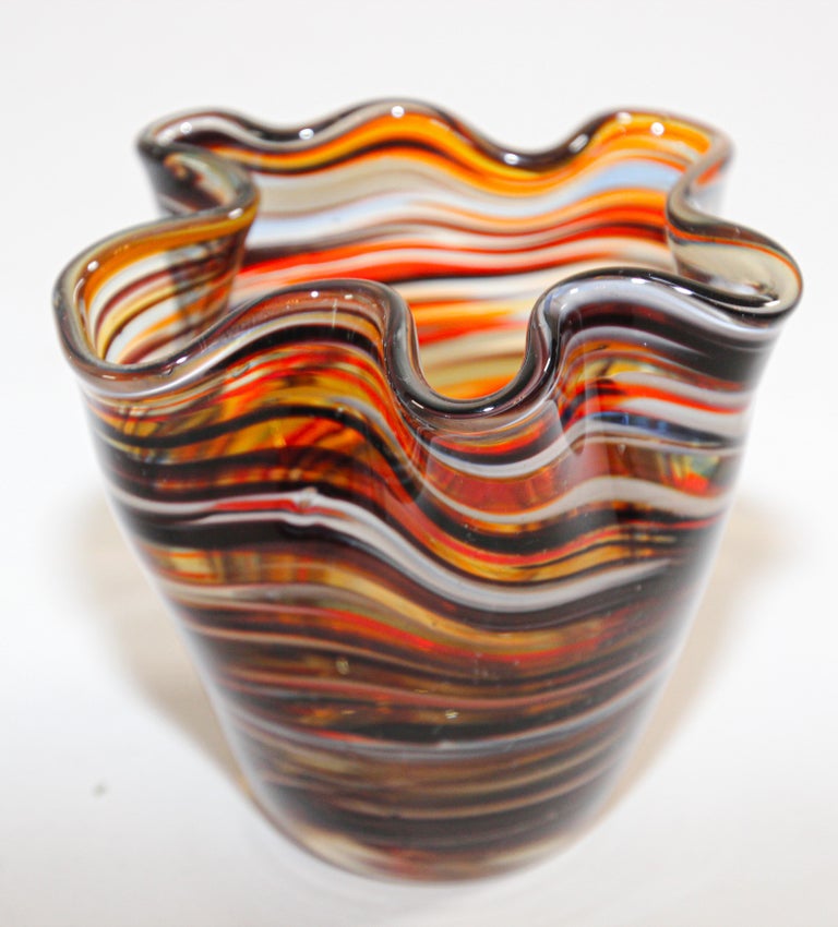 Mid-Century Modern Murano Venetian Hand Blown Art Glass Vase