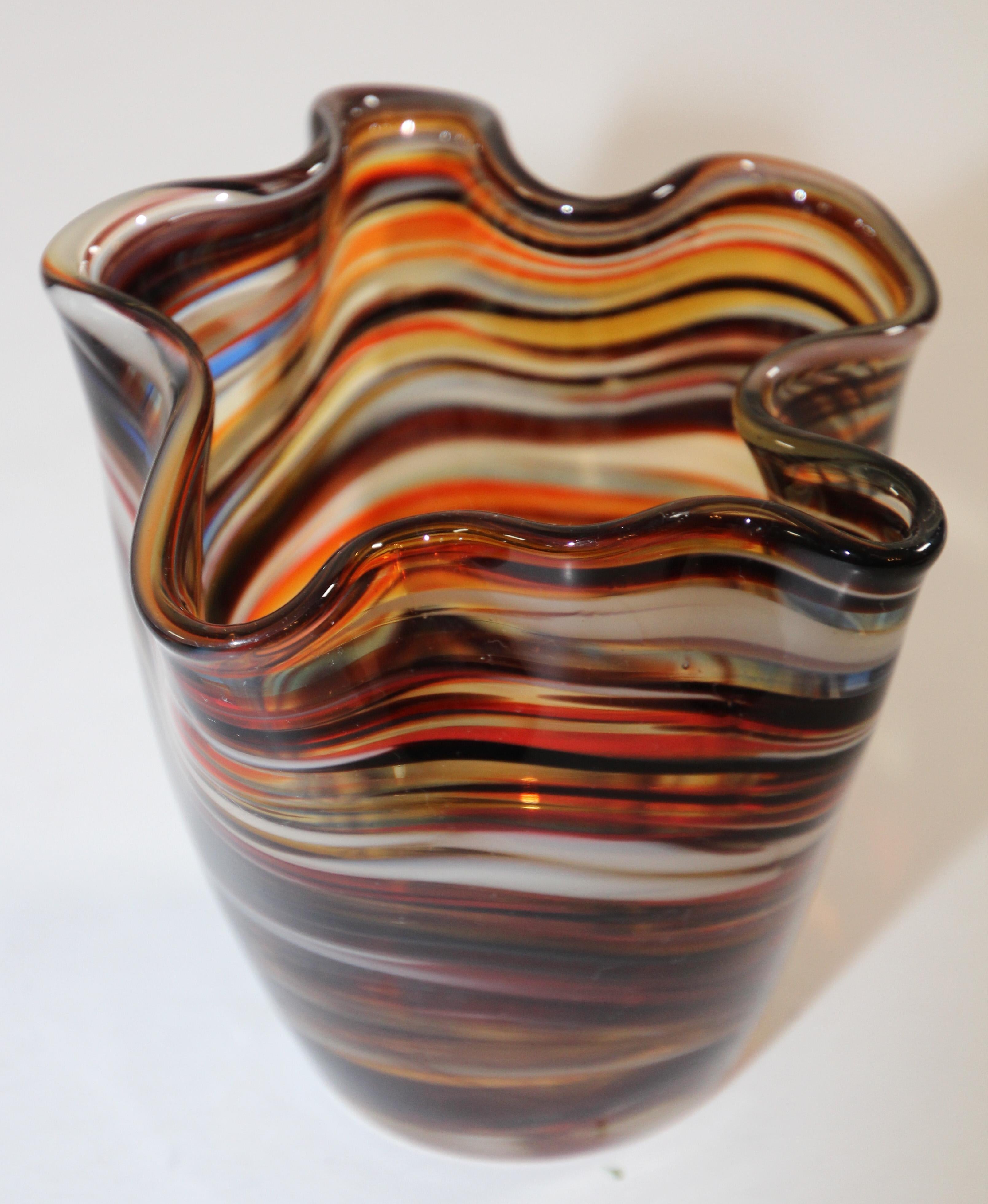 Hand-Crafted Murano Venetian Hand Blown Art Glass Vase
