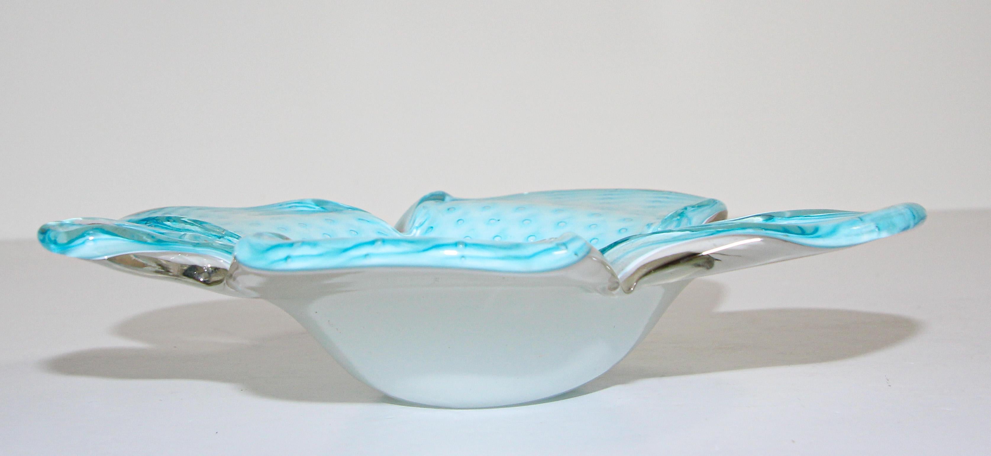 Murano Veneciano Soplado a Mano Turquesa Vidrio Artístico Moderno de mediados de siglo en venta