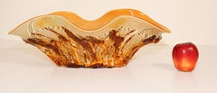 Murano Venetian Hand Blown Art Glass Bowl Amber and Gold