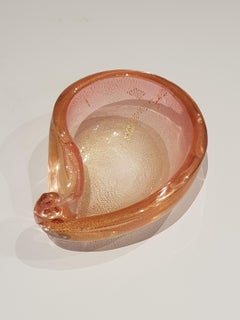 Murano Venetian Italian Art Glass Sculptural Bowl Shell Gold Mid Century Modern