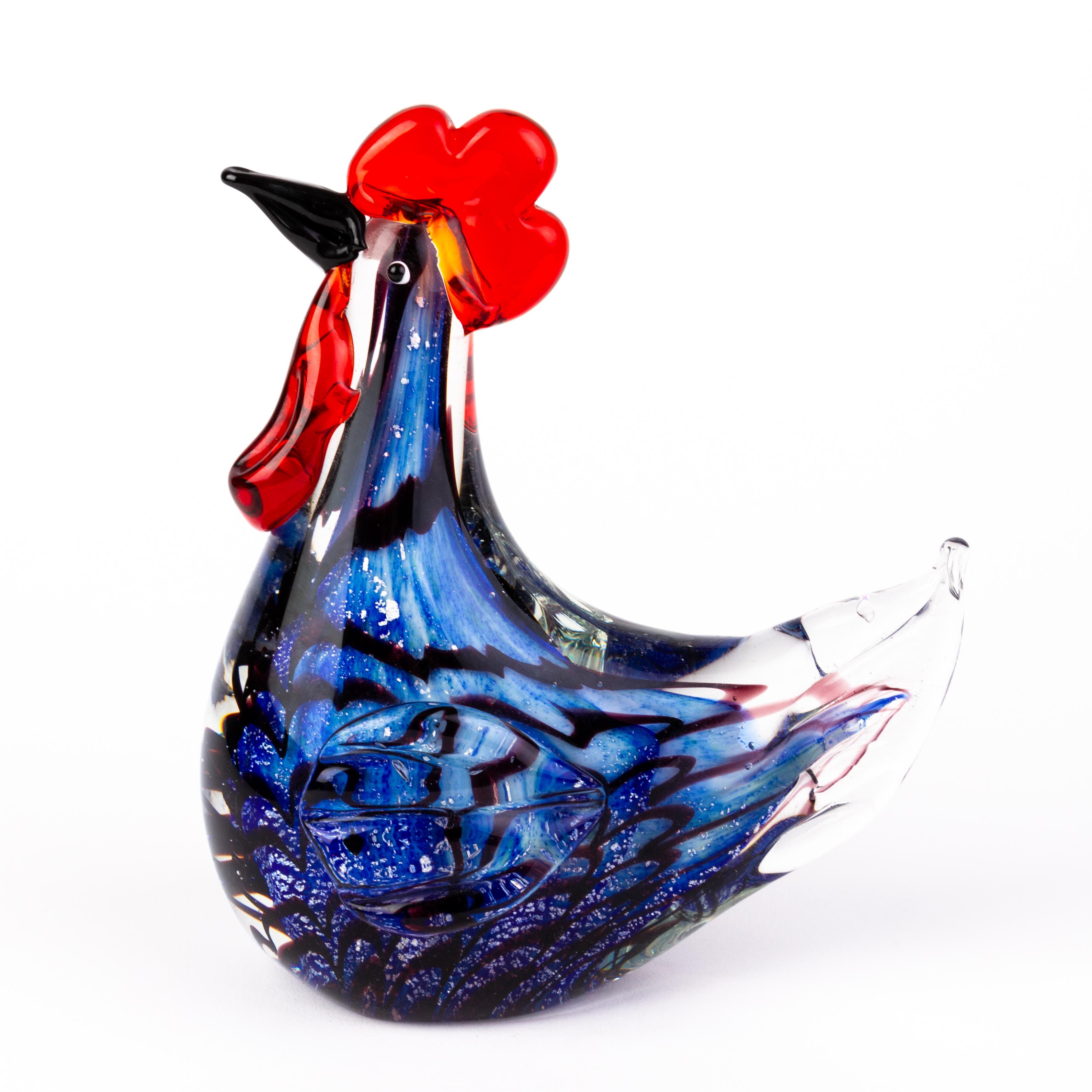 Murano Venetian Italian Glass Designer Rooster Sculpture In Good Condition For Sale In Nottingham, GB