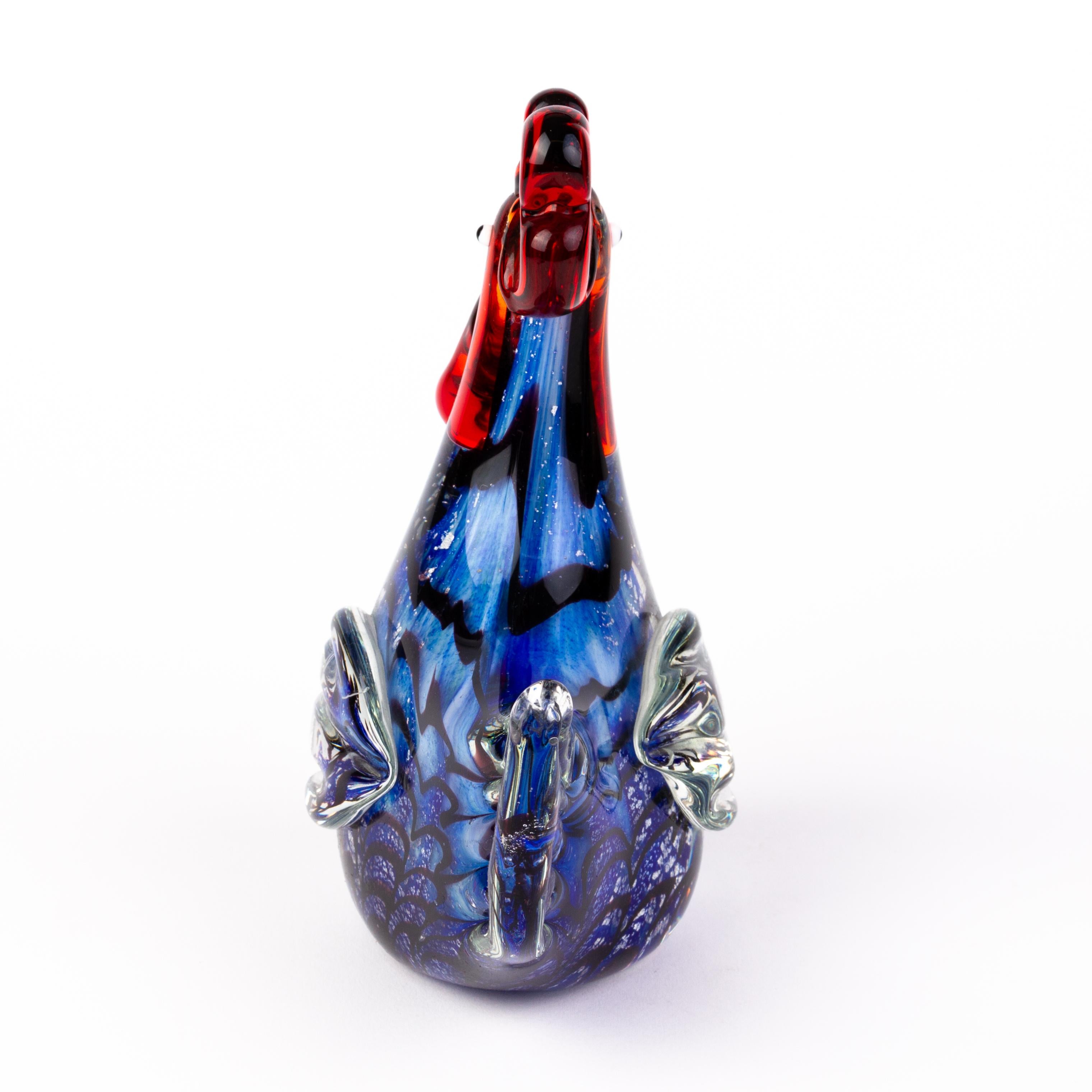 20th Century Murano Venetian Italian Glass Designer Rooster Sculpture For Sale