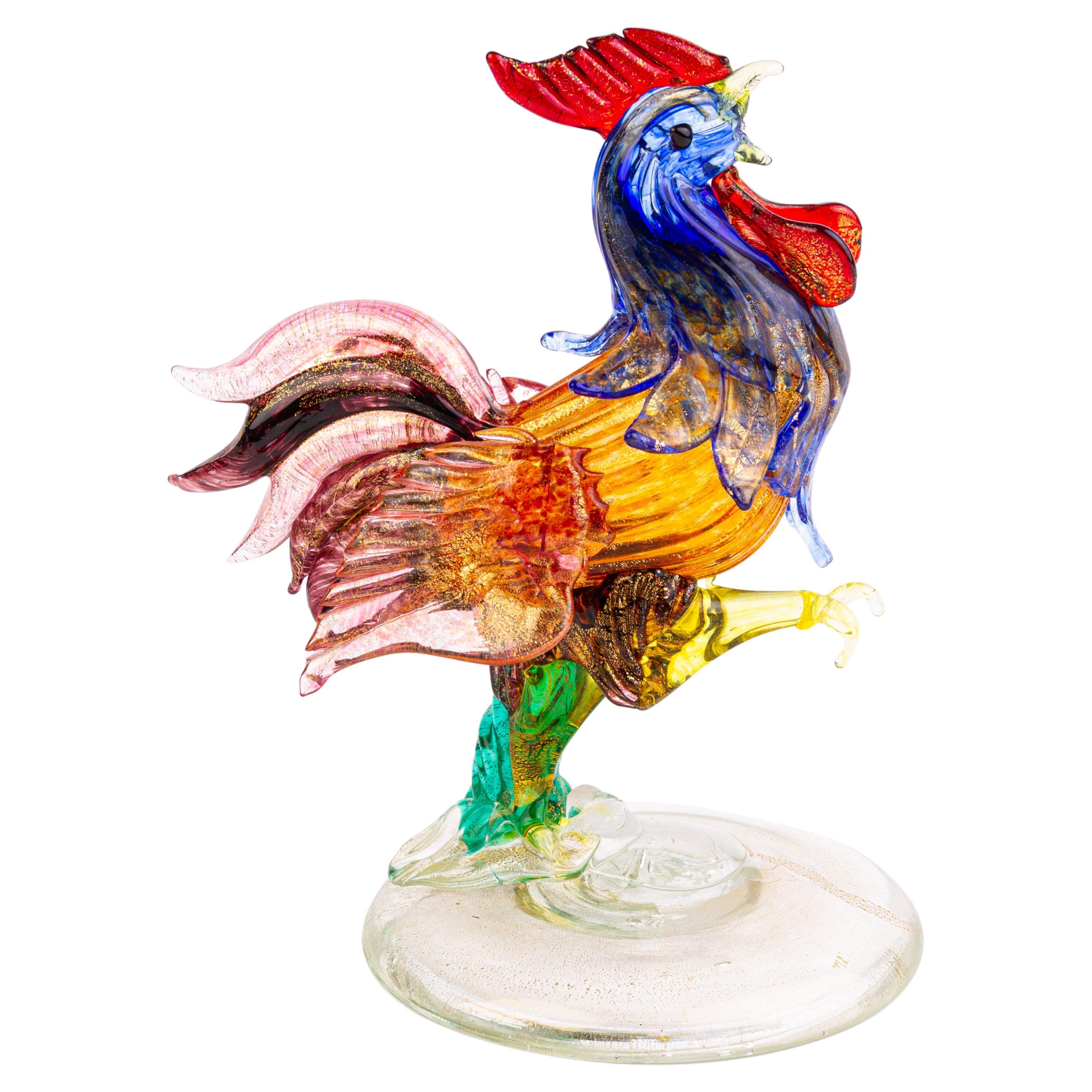 Murano Venetian Italian Glass Designer Rooster Sculpture 