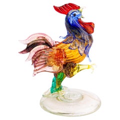 Murano Venetian Italian Glass Designer Rooster Sculpture 