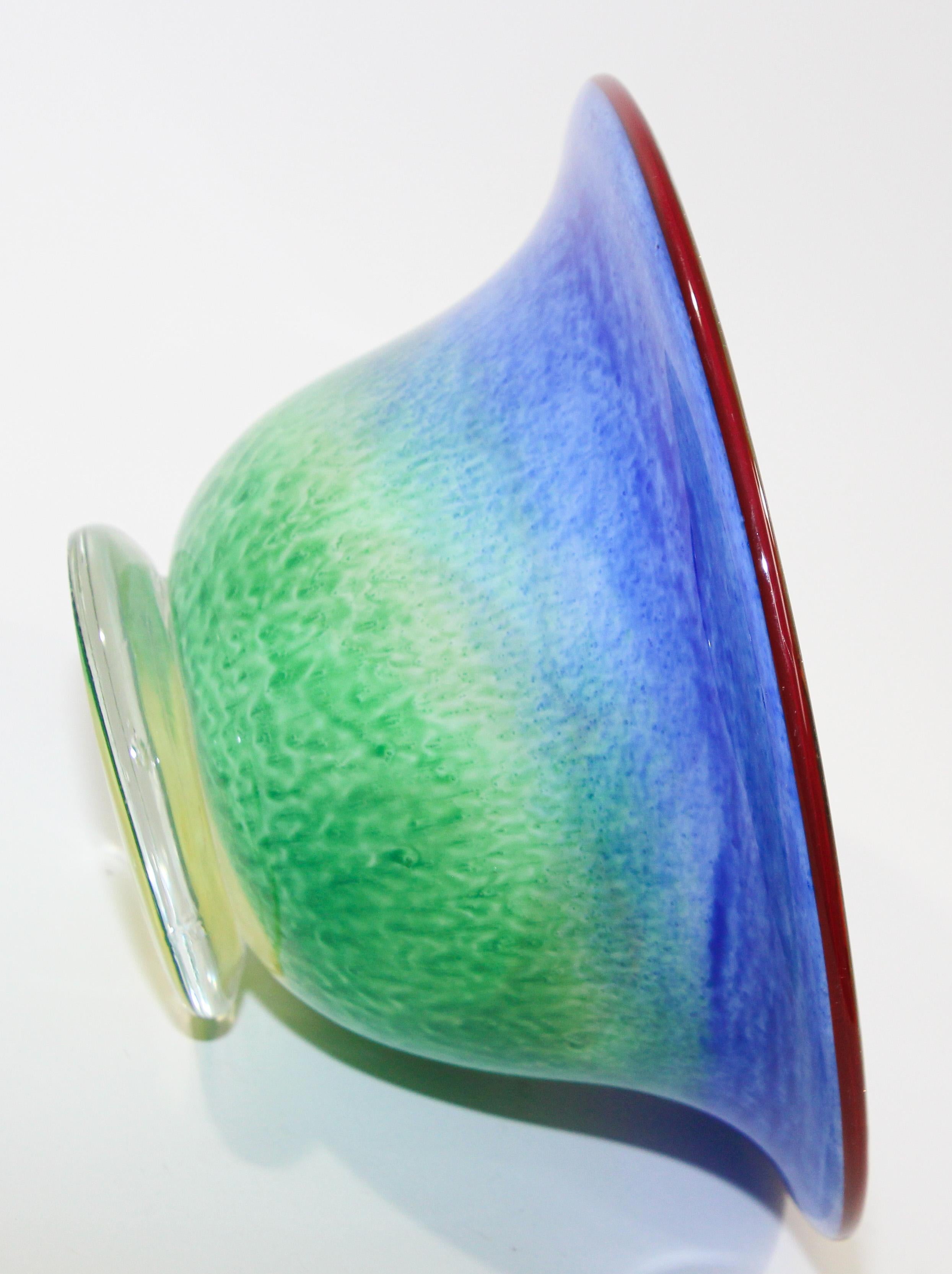 Blown Glass Murano Venetian Large Art Glass Bowl For Sale