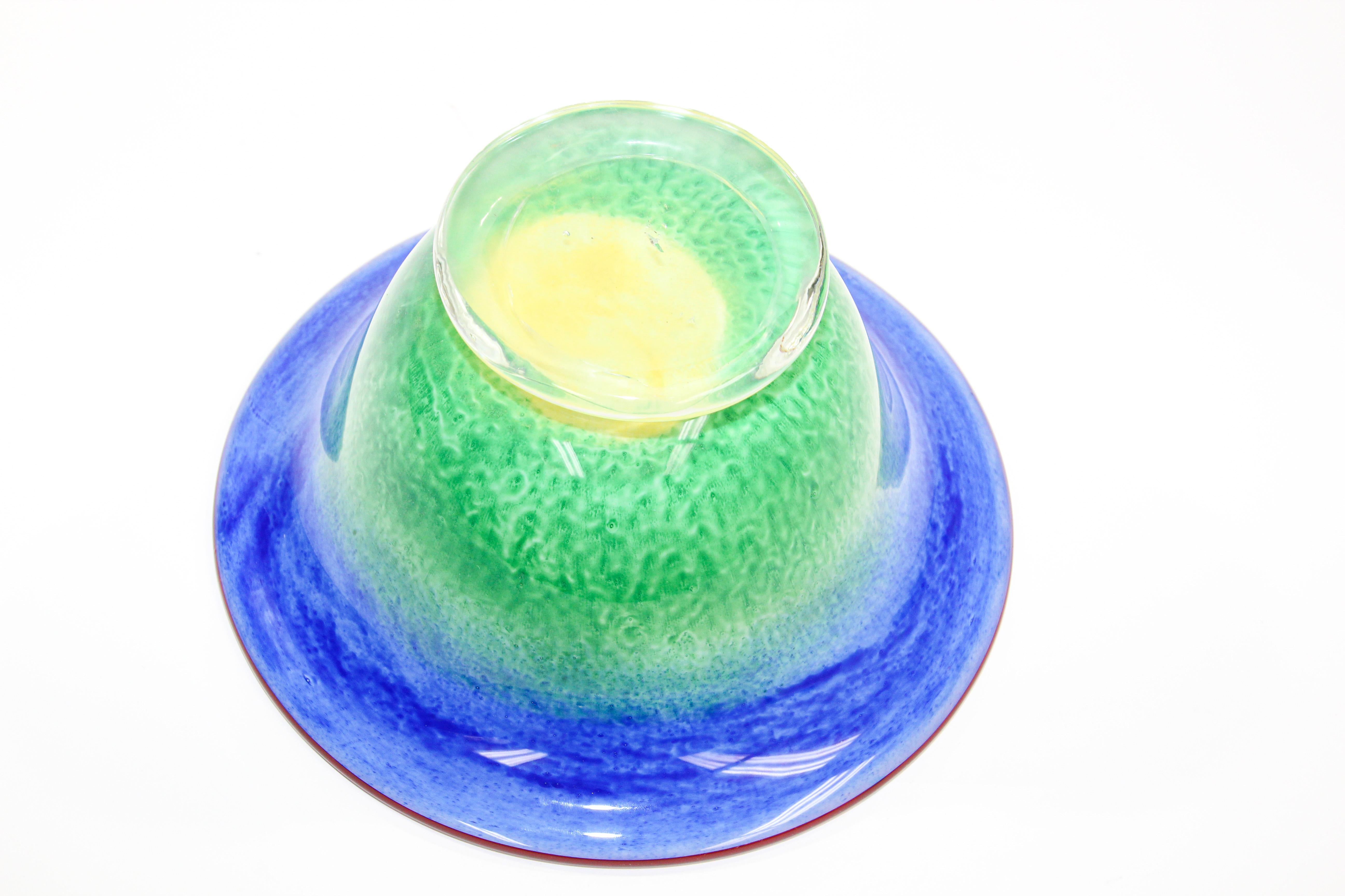 20th Century Murano Venetian Large Art Glass Bowl For Sale