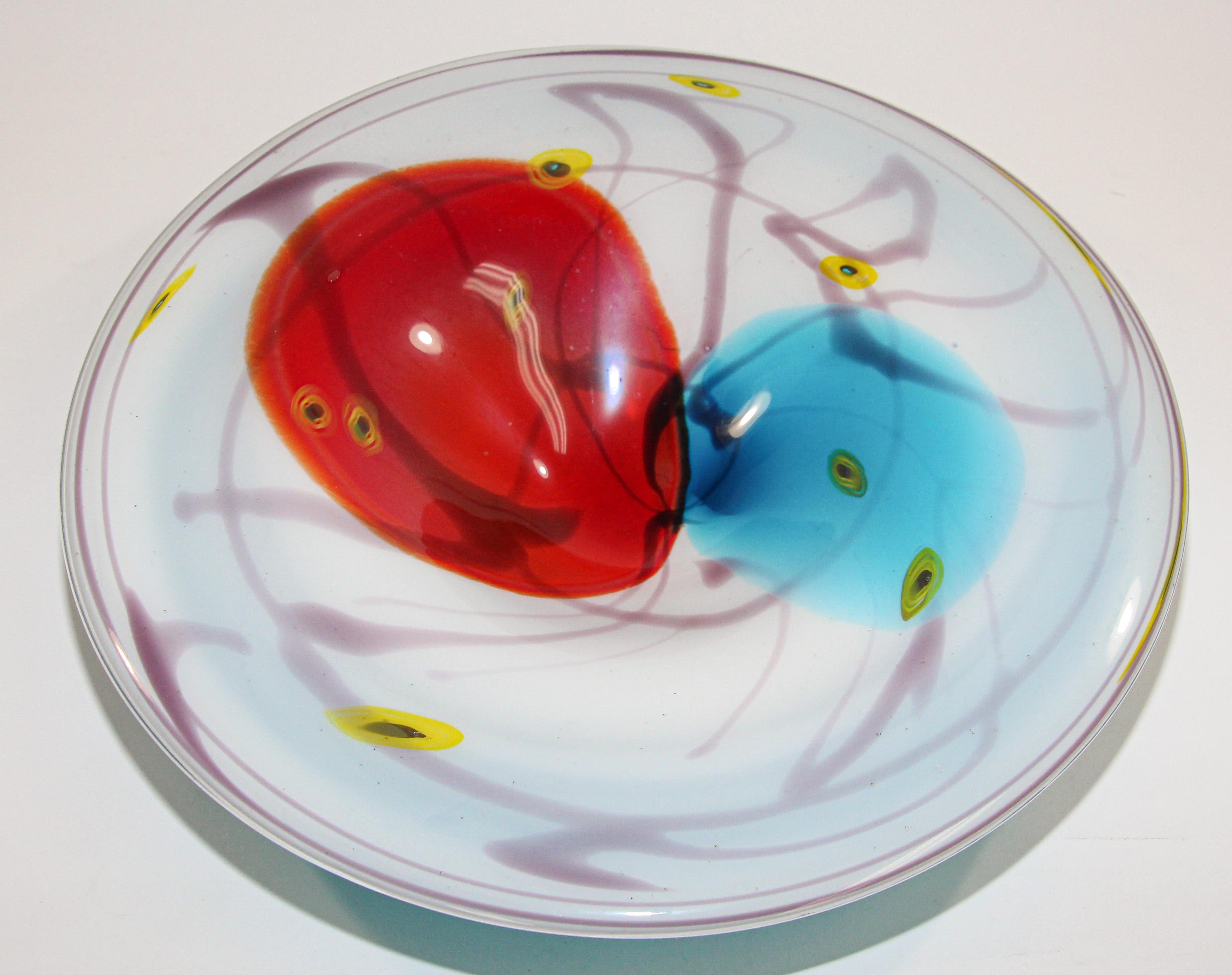 20ième siècle Grand bol à fruits en verre d'art vénitien de Murano en vente