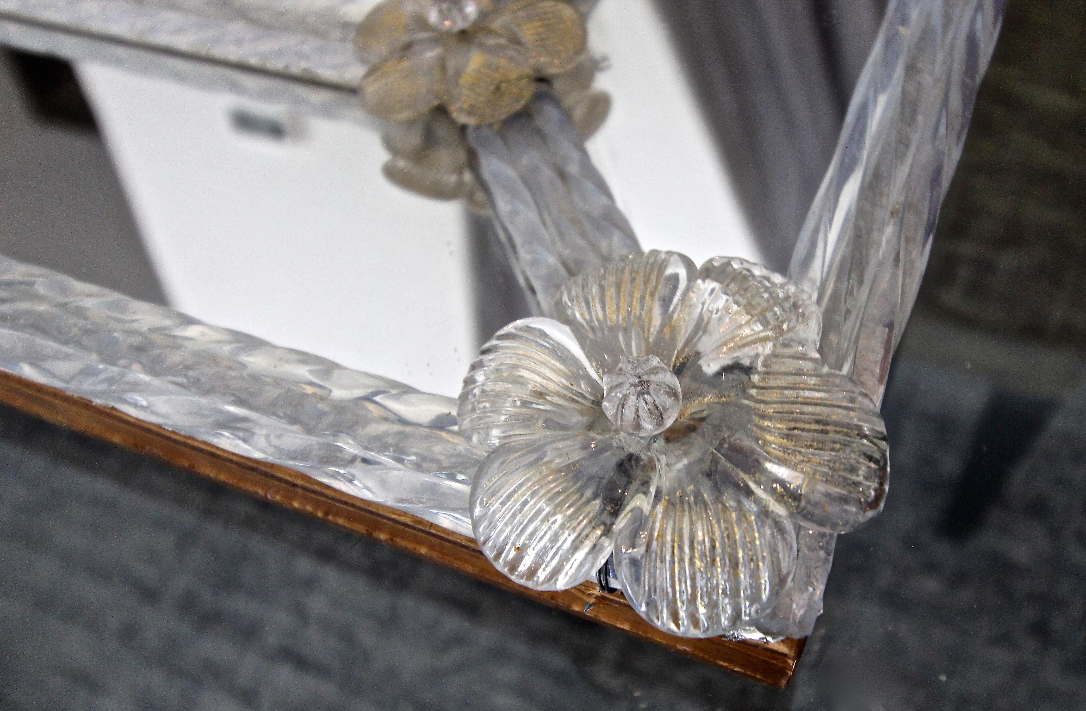 Murano Venetian Opalescent Twisted Rod Floral Wall Mirror 3