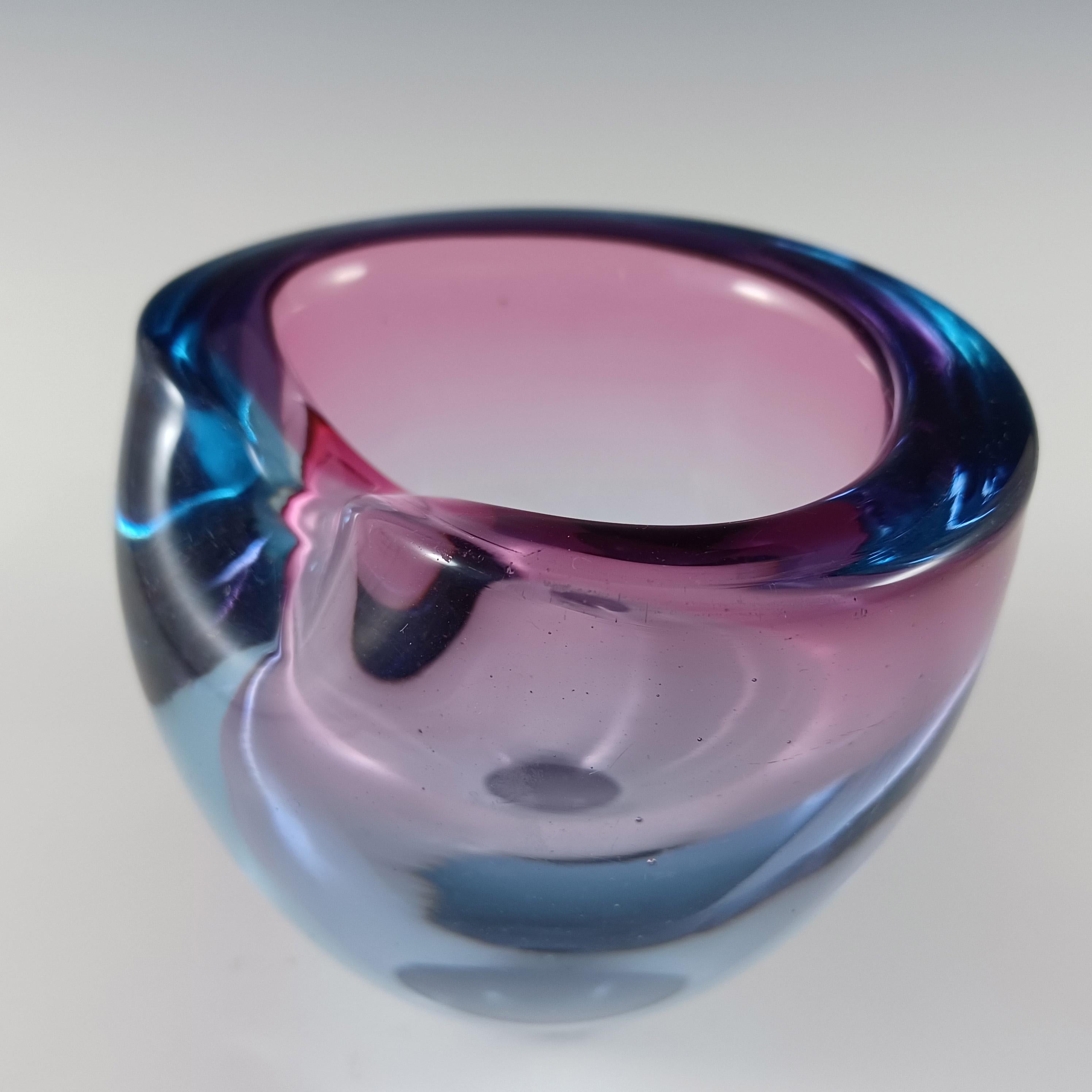 Mid-Century Modern Murano Venetian Pink & Blue Glass Vintage Biomorphic Vase / Bowl For Sale