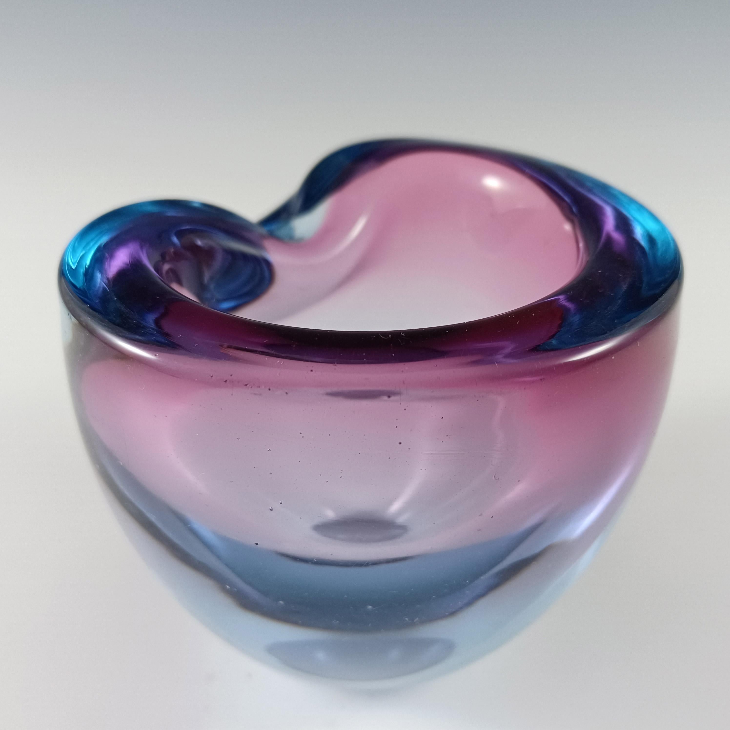 Italian Murano Venetian Pink & Blue Glass Vintage Biomorphic Vase / Bowl For Sale
