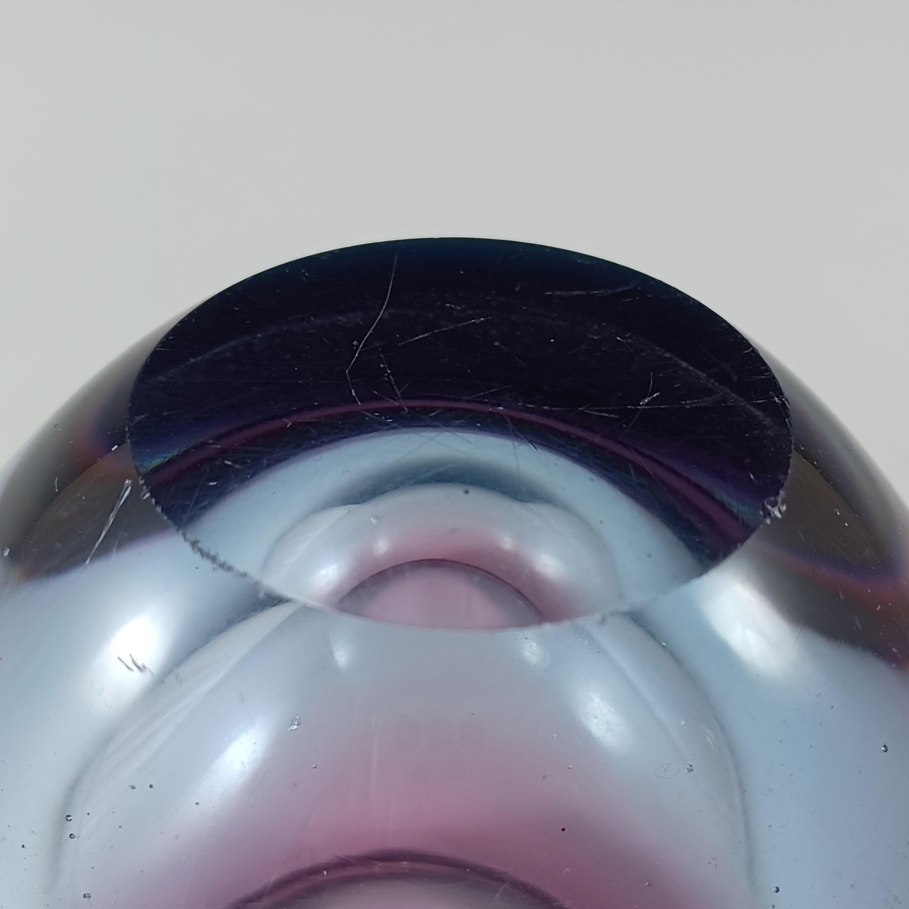 20th Century Murano Venetian Pink & Blue Glass Vintage Biomorphic Vase / Bowl For Sale