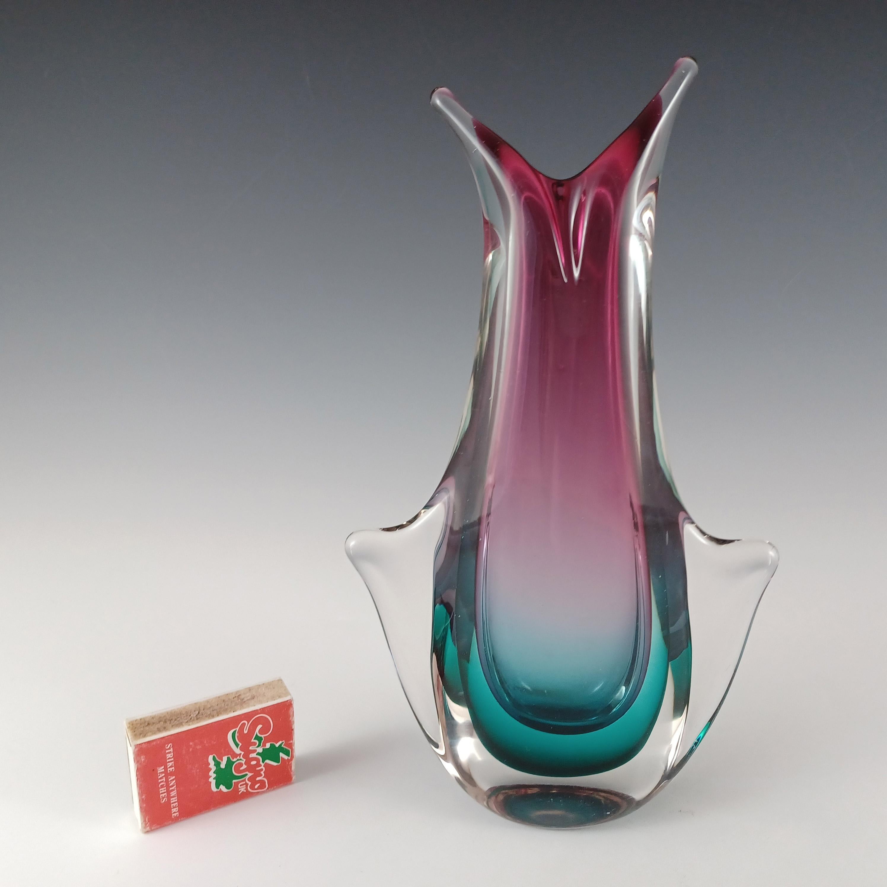Jarrón de cristal Murano / Veneciano rosa y turquesa Sommerso en venta 3