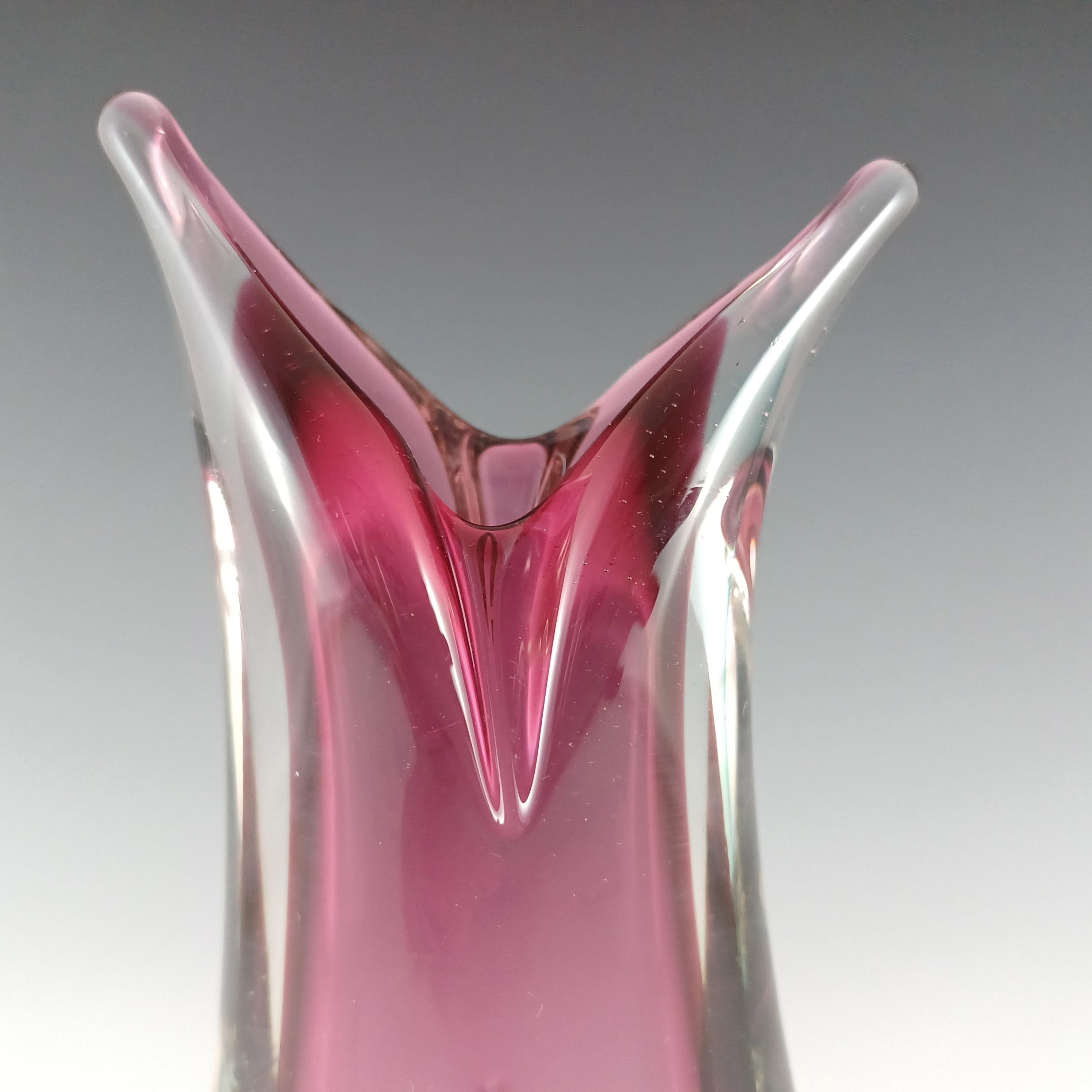 Jarrón de cristal Murano / Veneciano rosa y turquesa Sommerso Hecho a mano en venta