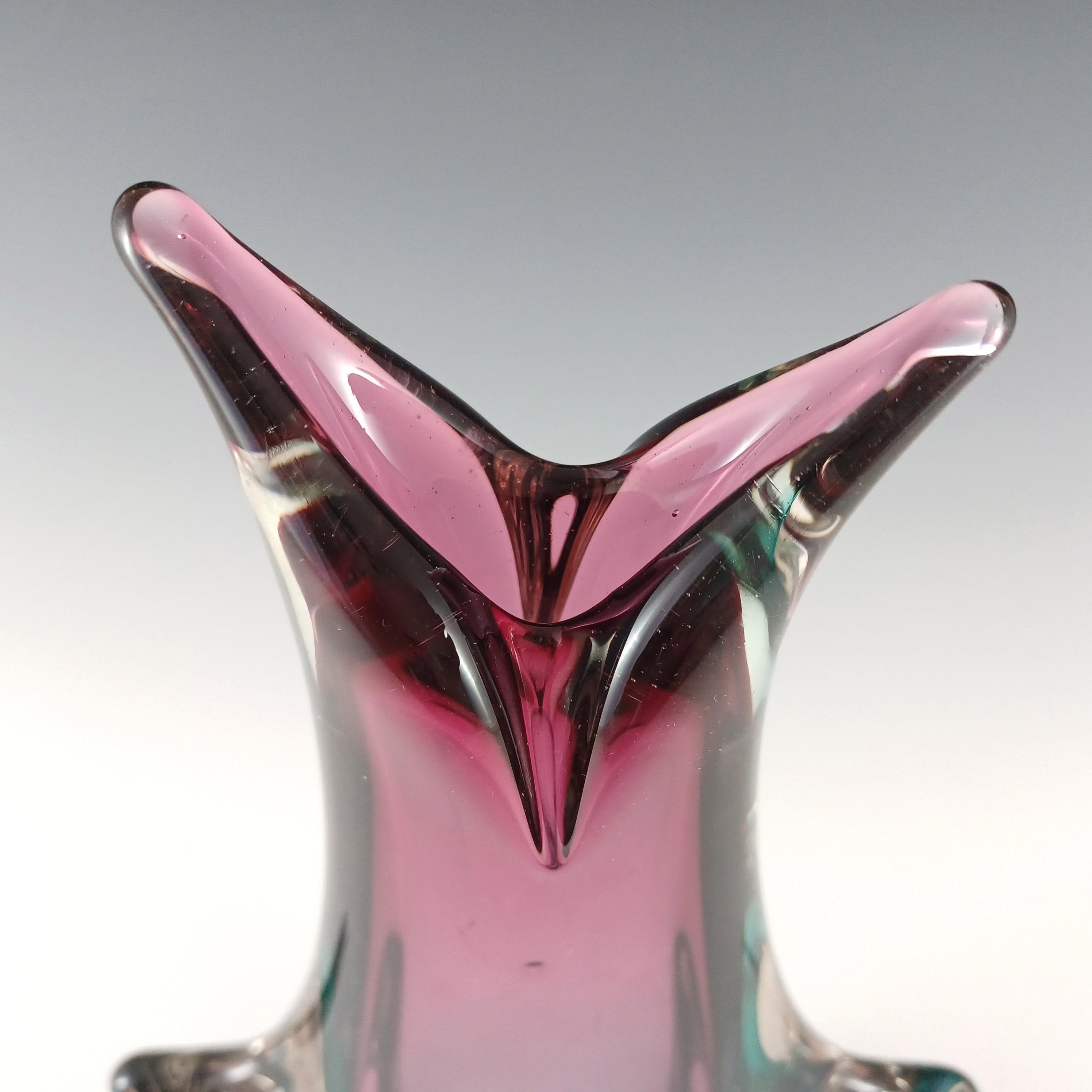 Jarrón de cristal Murano / Veneciano rosa y turquesa Sommerso en Bueno estado para la venta en Bolton, GB