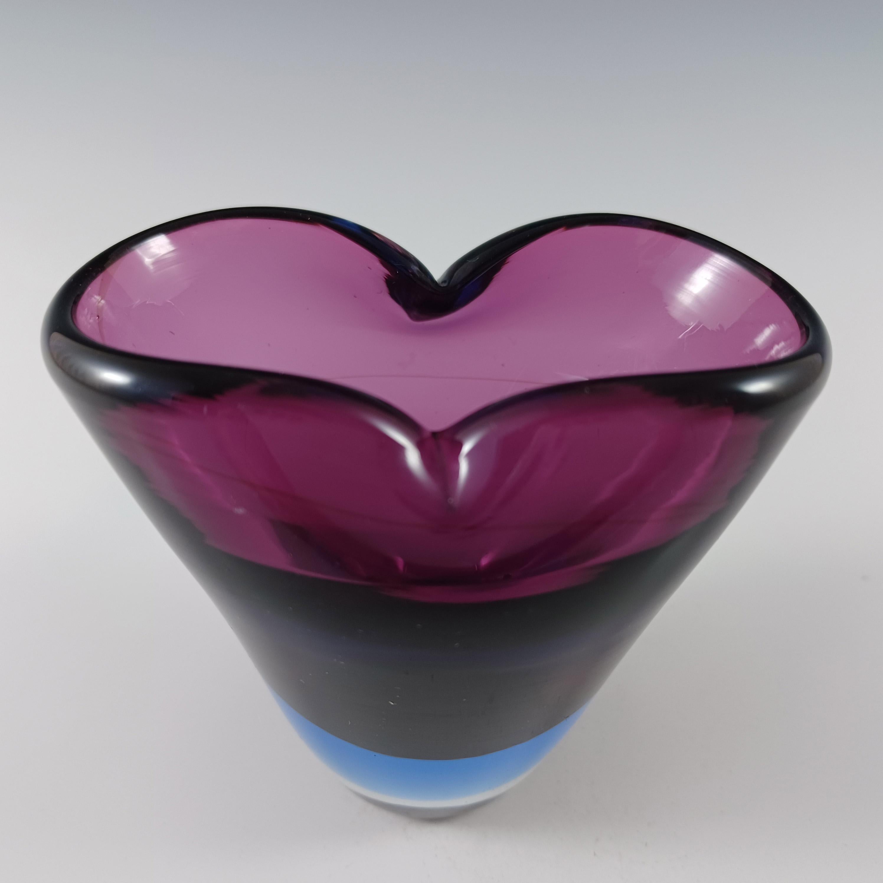 Italian Murano / Venetian Purple & Blue Sommerso Glass Organic Vase For Sale