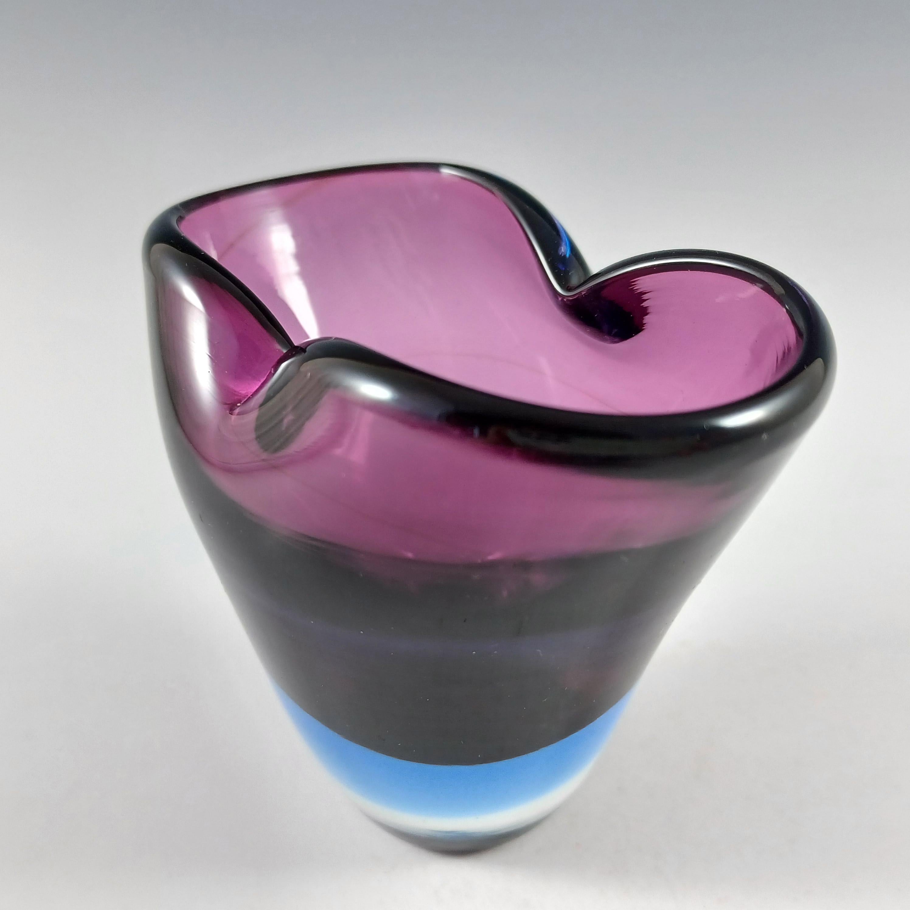 20th Century Murano / Venetian Purple & Blue Sommerso Glass Organic Vase For Sale