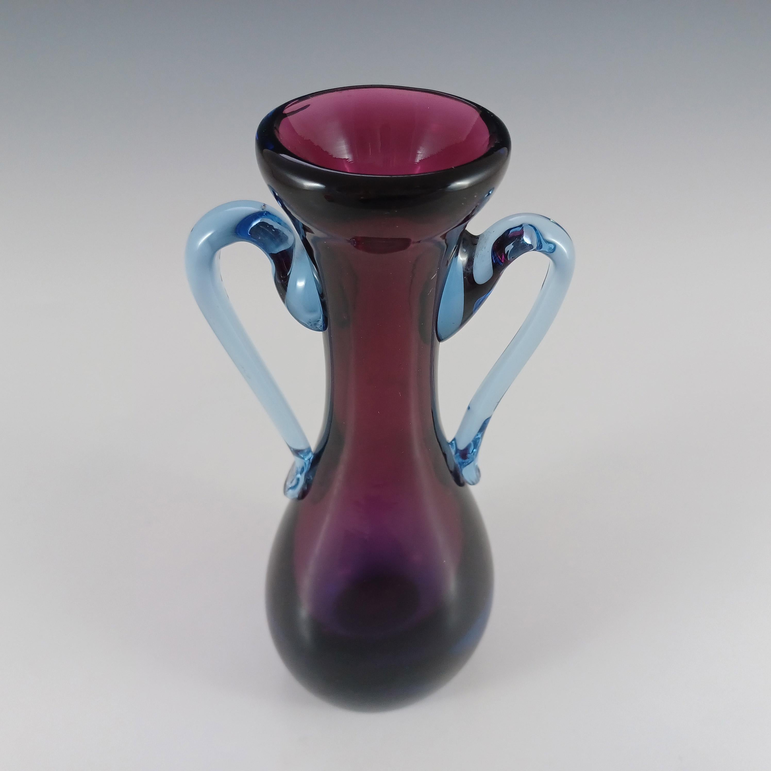 Fait main Murano / Venetian Purple & Blue Sommerso Glass Vintage Vase en vente
