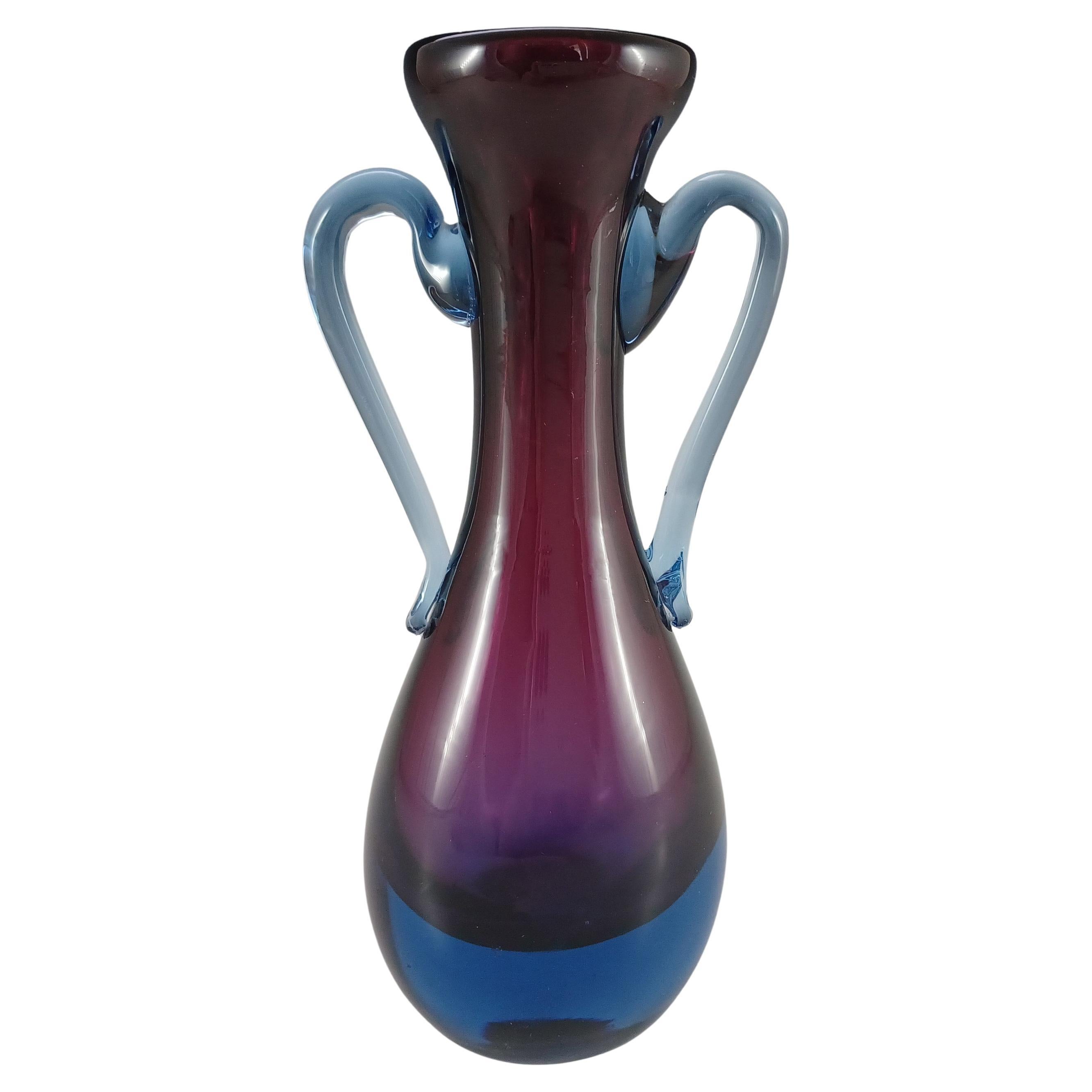 Murano / Venetian Purple & Blue Sommerso Glass Vintage Vase