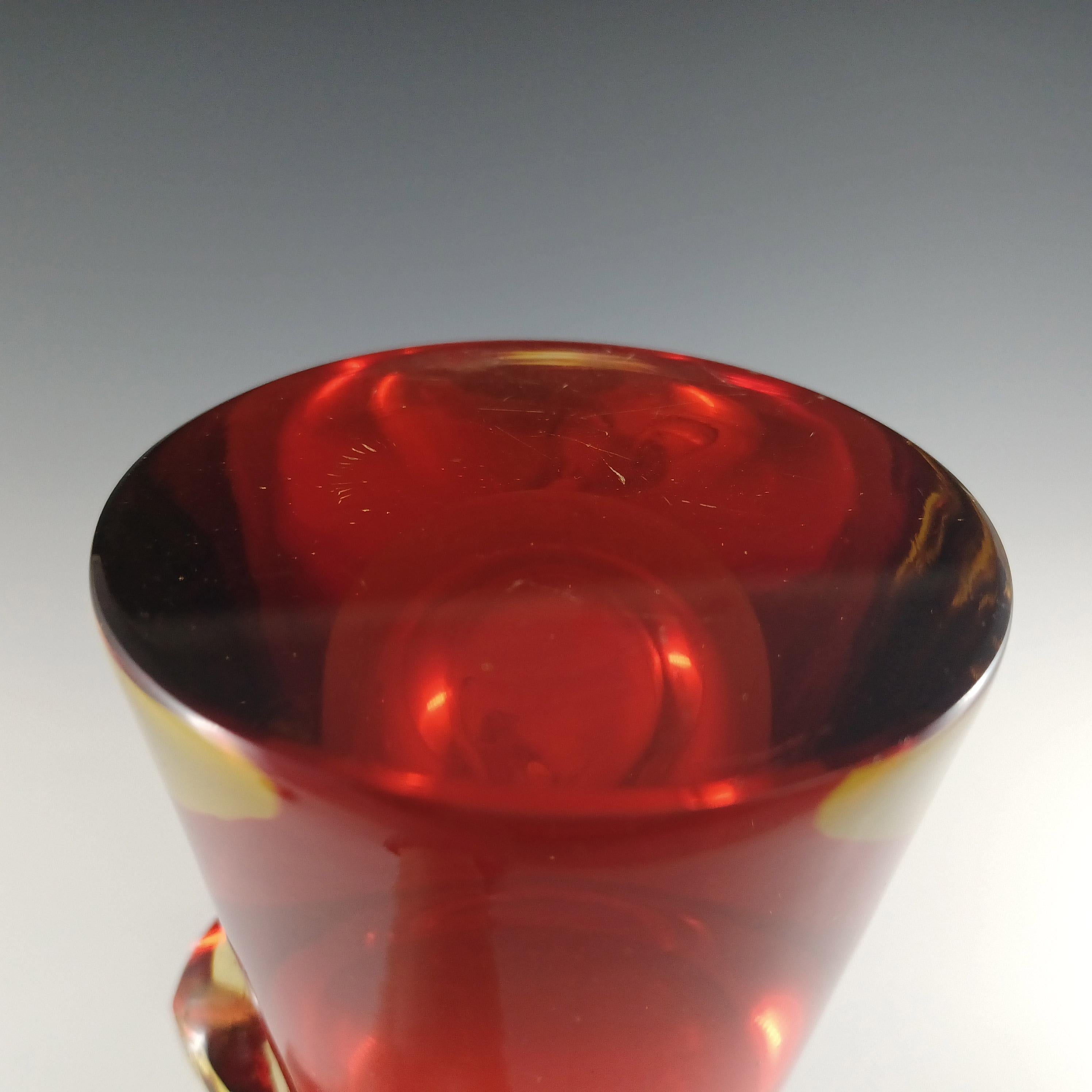 Jarra / Jarrón de cristal Murano Glass Sommerso rojo y ámbar veneciano en venta 2