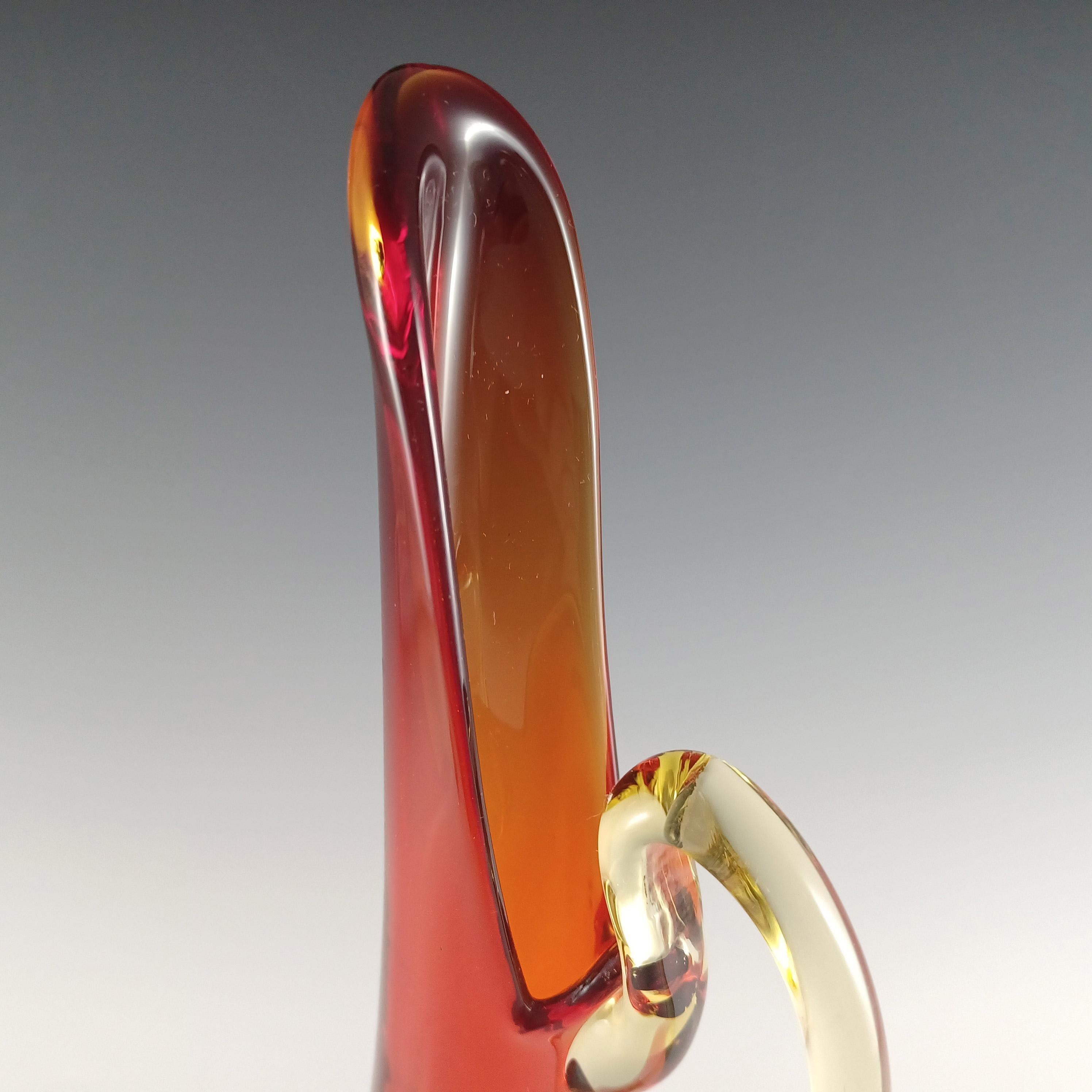 Jarra / Jarrón de cristal Murano Glass Sommerso rojo y ámbar veneciano en Bueno estado para la venta en Bolton, GB