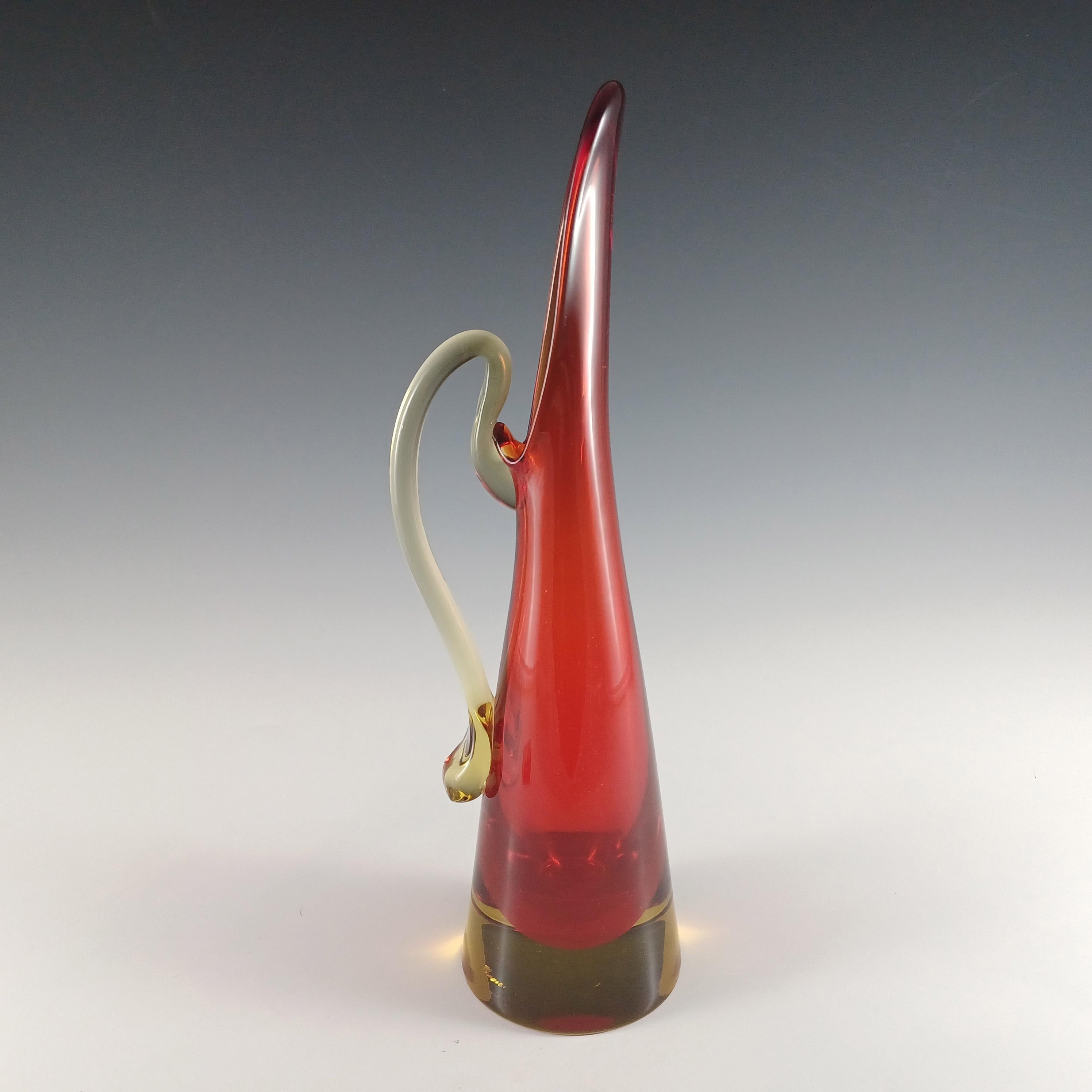 Jarra / Jarrón de cristal Murano Glass Sommerso rojo y ámbar veneciano Vidrio en venta