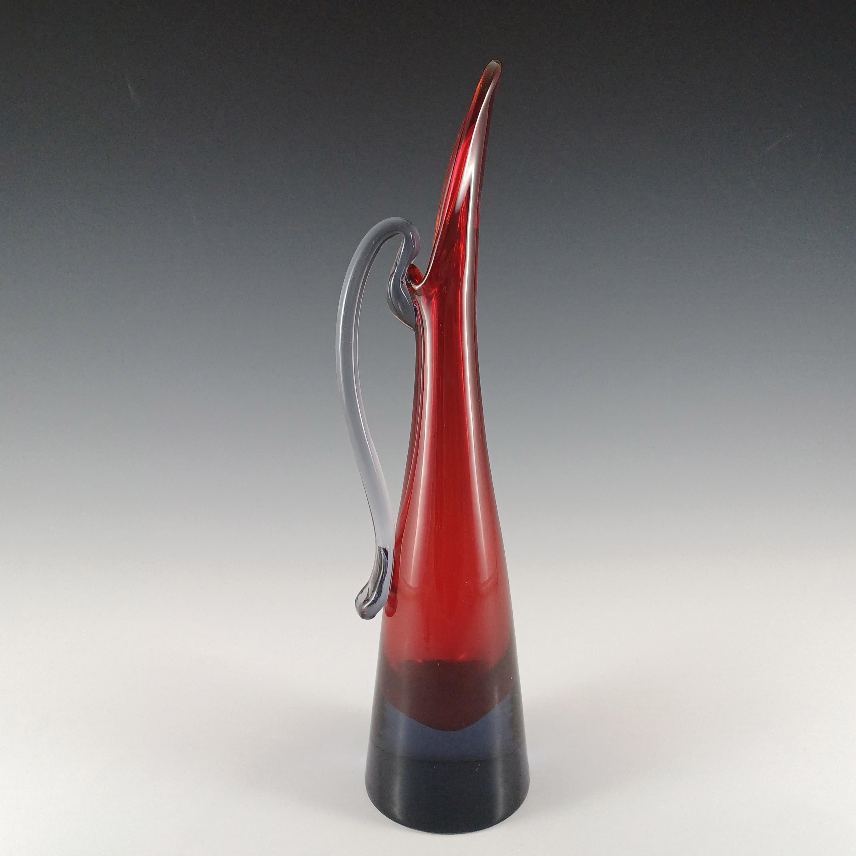 Brocca / Vaso in vetro di Murano Glass Sommerso rosso e blu in vendita 1