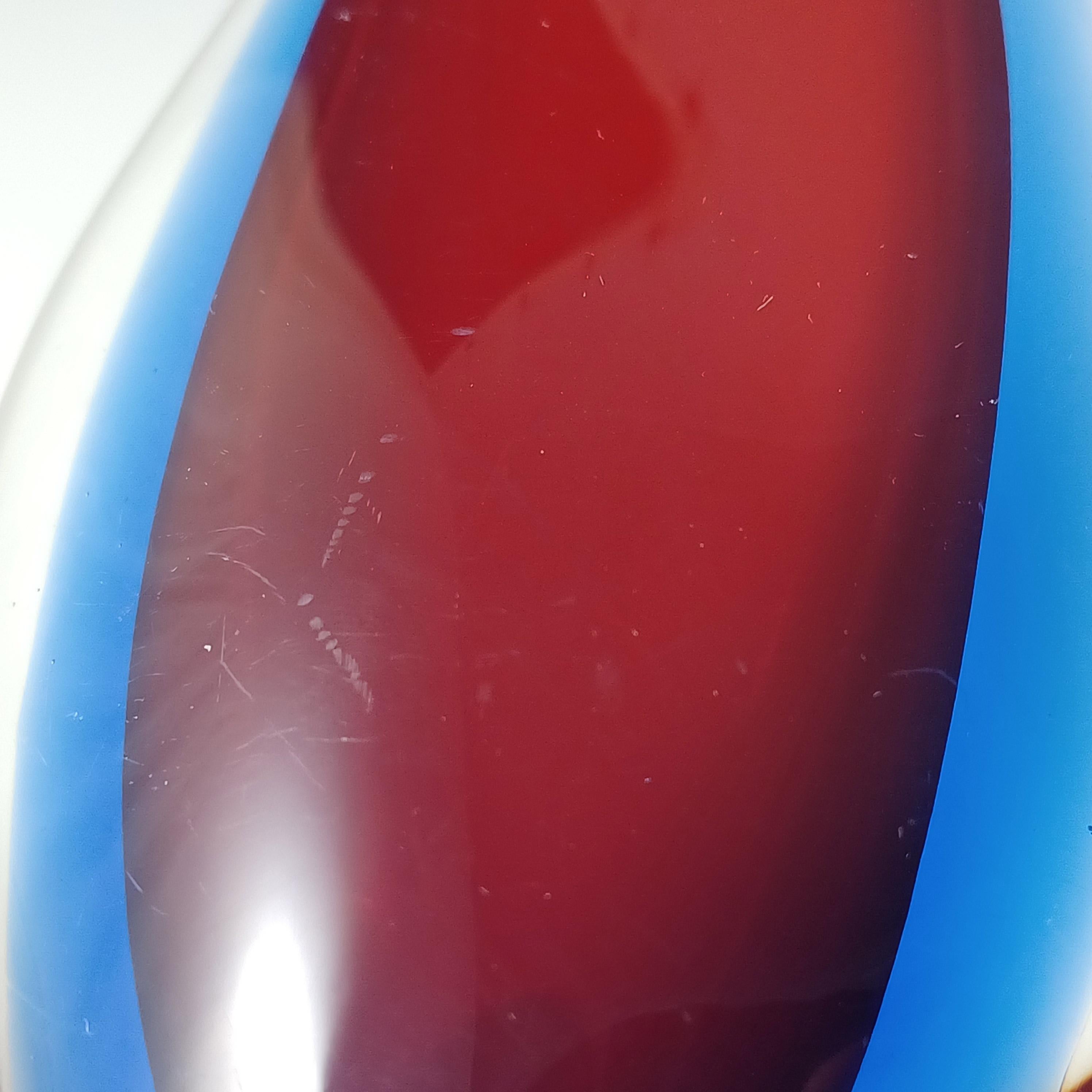 Murano / Venedig Rot & Blau Sommerso Glas Stem Vase im Angebot 1