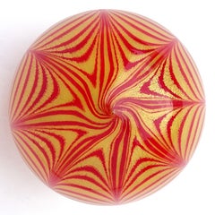 Murano venezianischen roten Goldflecken gezogene Feder italienische Kunst Glas Briefbeschwerer