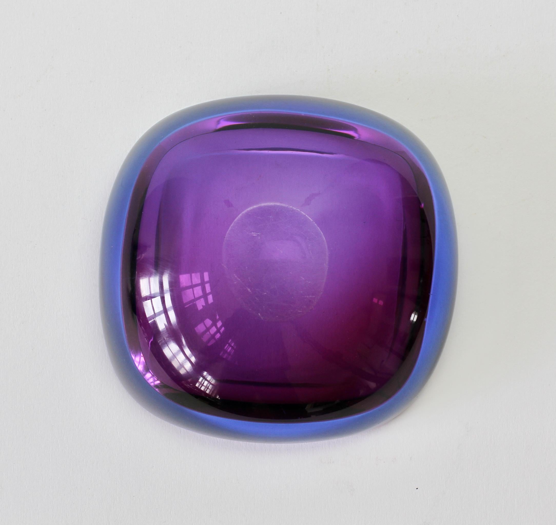 Murano Venetian made Blue & Purple Sommerso Glass Bowl, Dish or Ashtray, c.1965 3