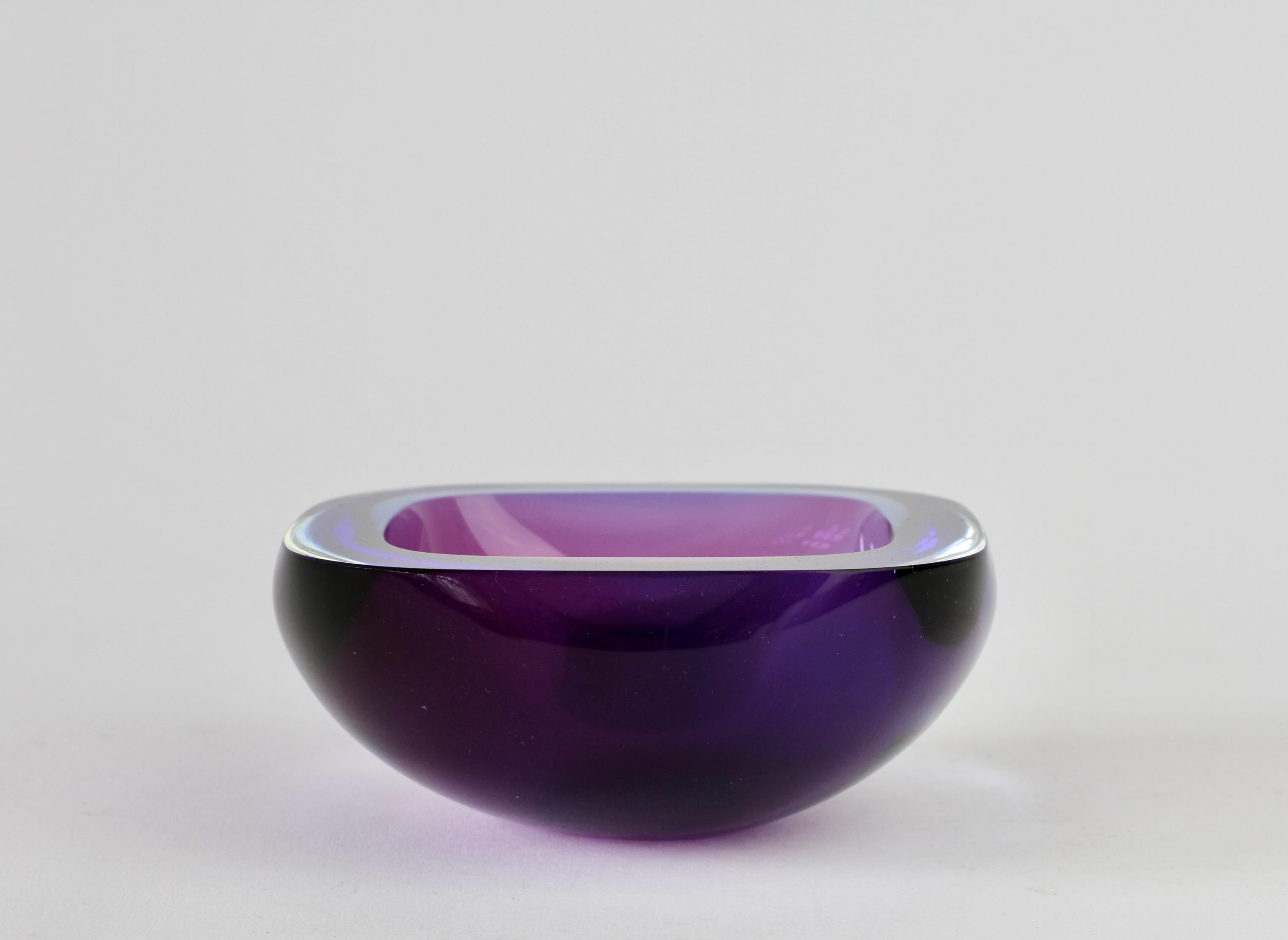 Murano Venetian made Blue & Purple Sommerso Glass Bowl, Dish or Ashtray, c.1965 11