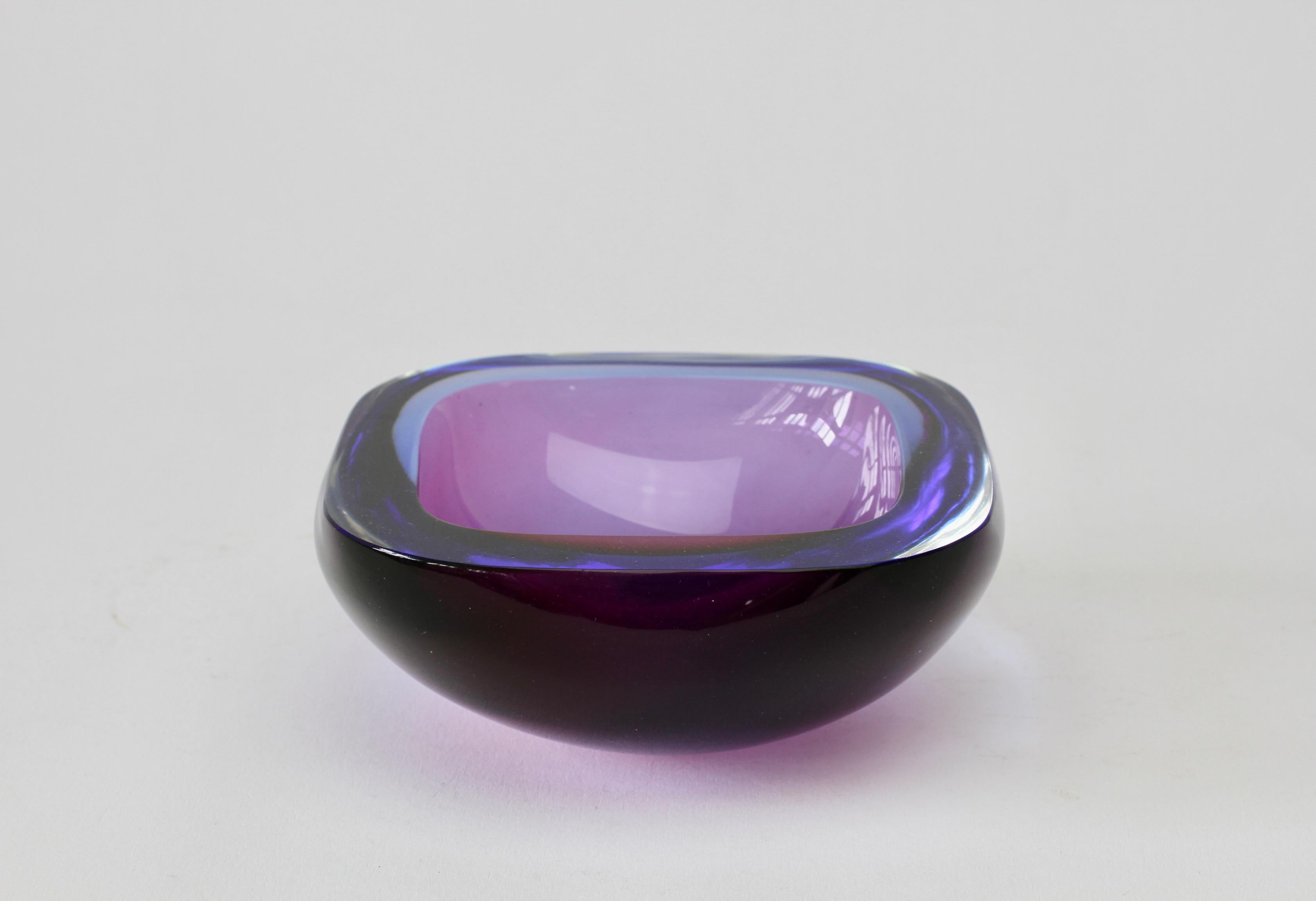 Mid-Century Modern Murano Venetian made Blue & Purple Sommerso Glass Bowl, Dish or Ashtray, c.1965