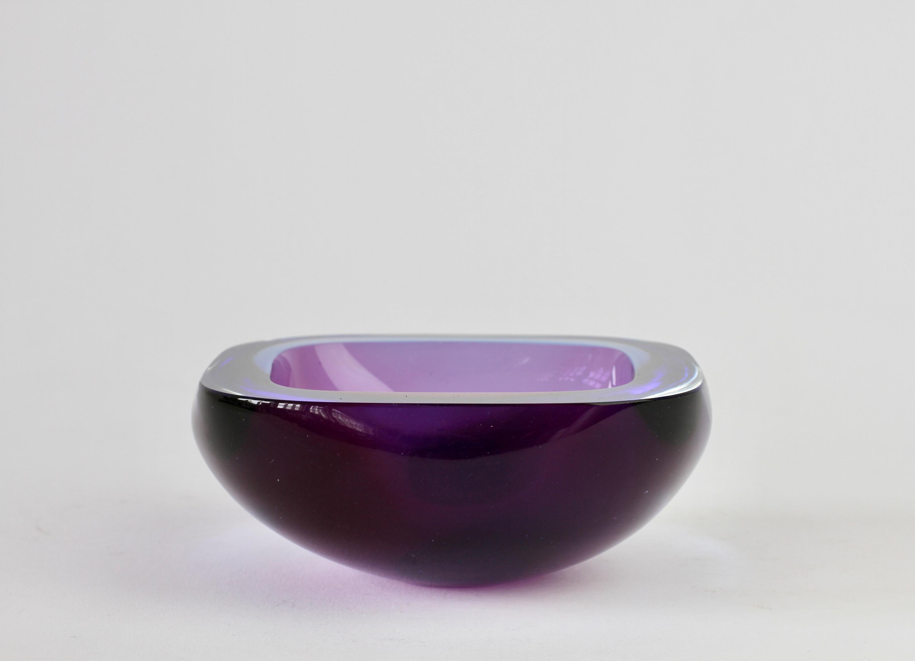 Italian Murano Venetian made Blue & Purple Sommerso Glass Bowl, Dish or Ashtray, c.1965