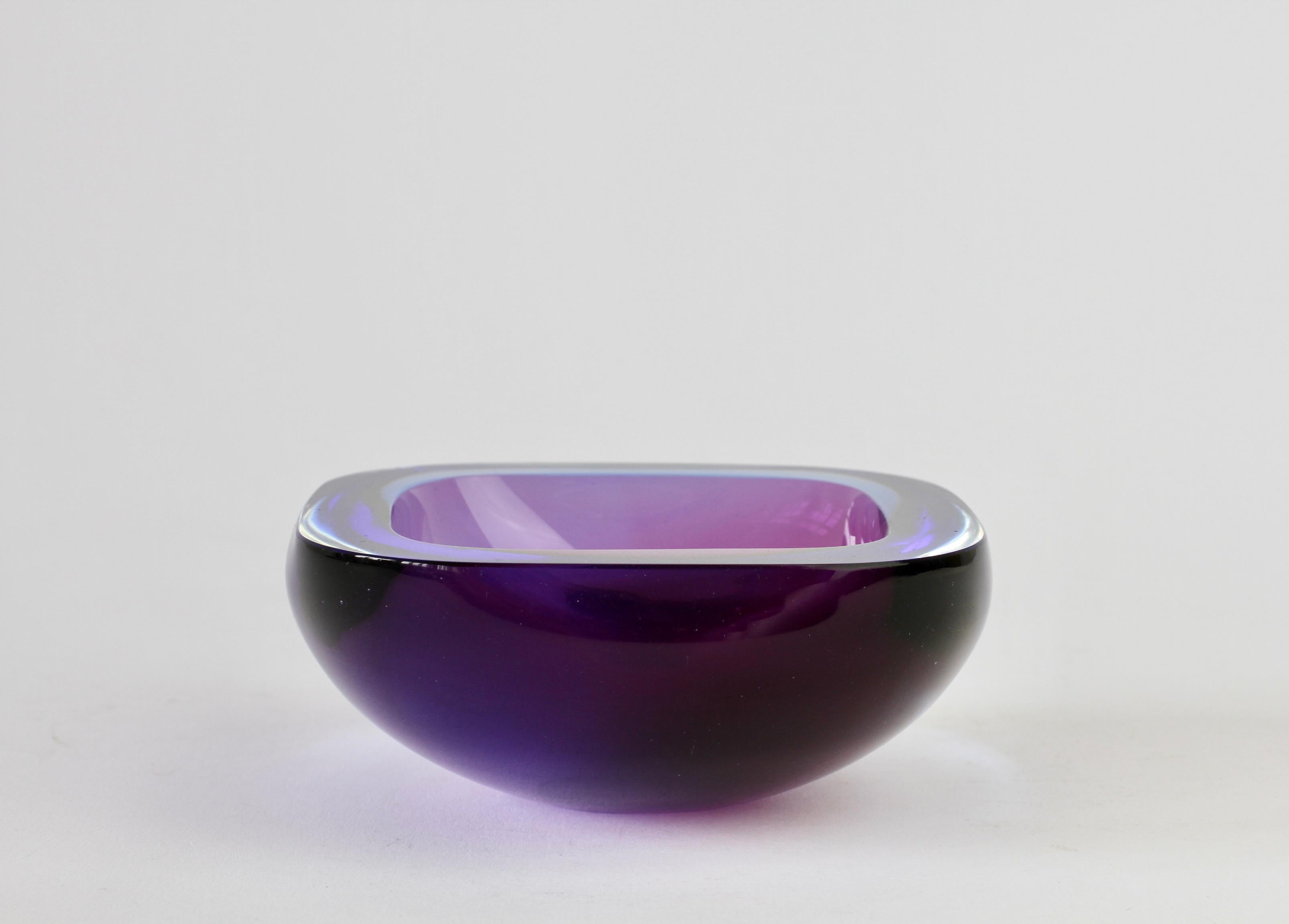 20th Century Murano Venetian made Blue & Purple Sommerso Glass Bowl, Dish or Ashtray, c.1965