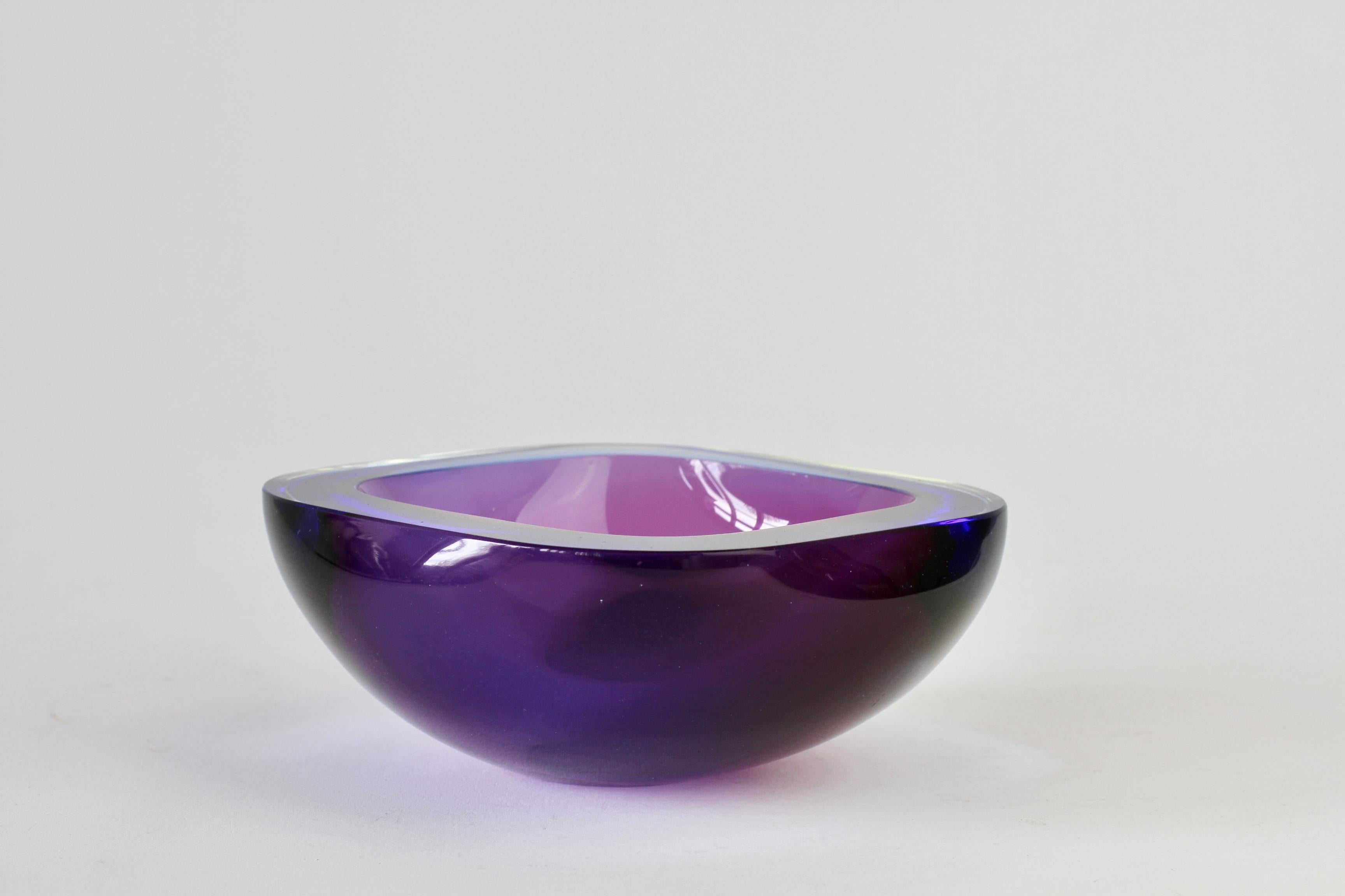 Blown Glass Murano Venetian made Blue & Purple Sommerso Glass Bowl, Dish or Ashtray, c.1965