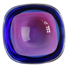 Murano Venetian made Blue & Purple Sommerso Glass Bowl, Dish or Ashtray, c.1965