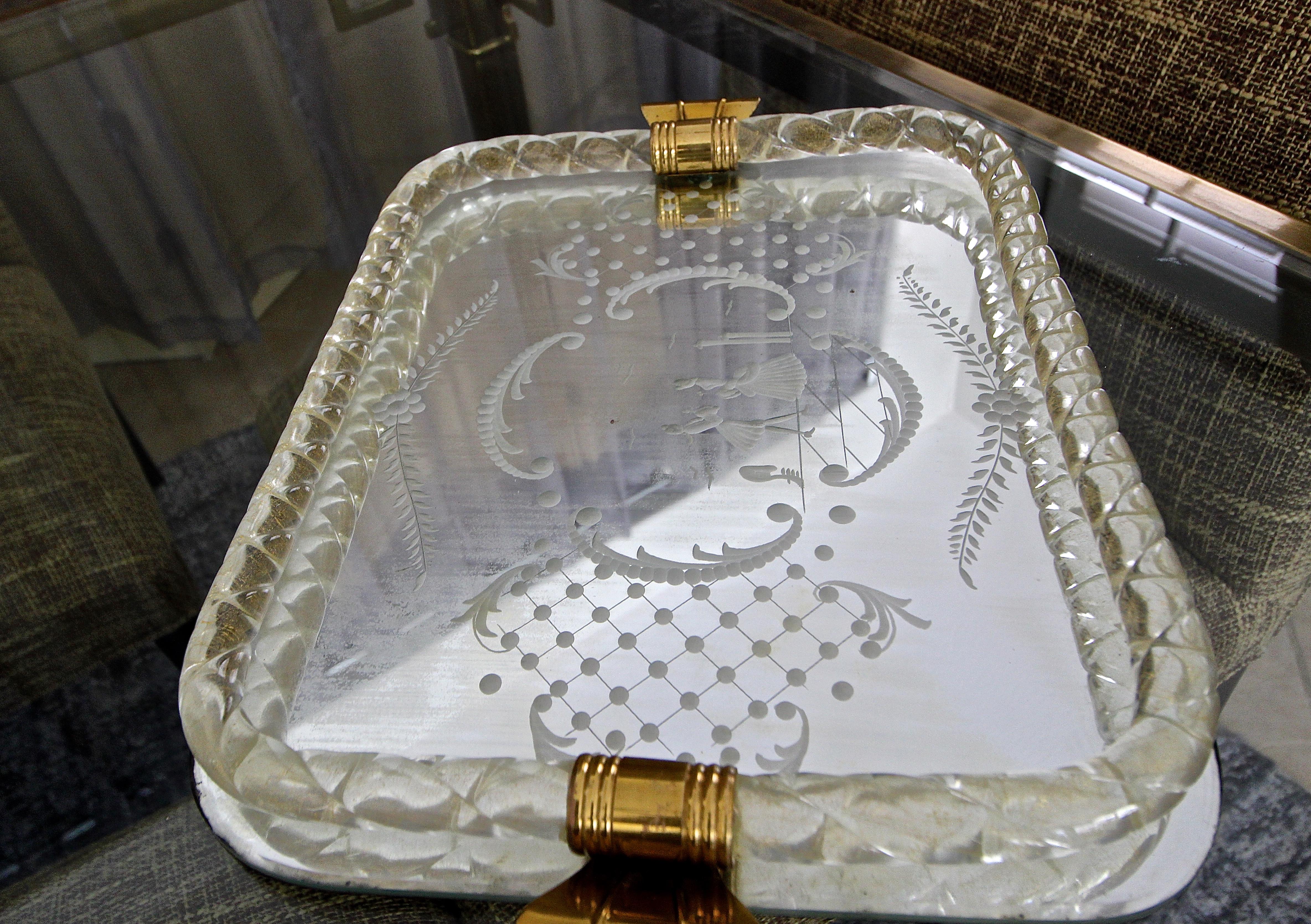 Murano Venetian Twisted Glass Rope Mirrored Vanity Tray 4