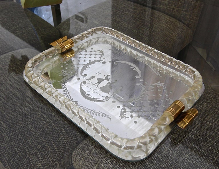 Murano Twisted Glass Rope Mirrored Vanity Tray at 1stDibs