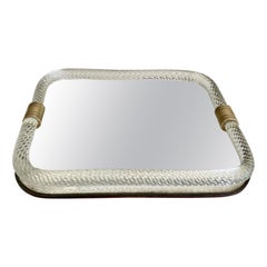 Murano Venetian Twisted Glass Rope Mirrored Vanity Tray